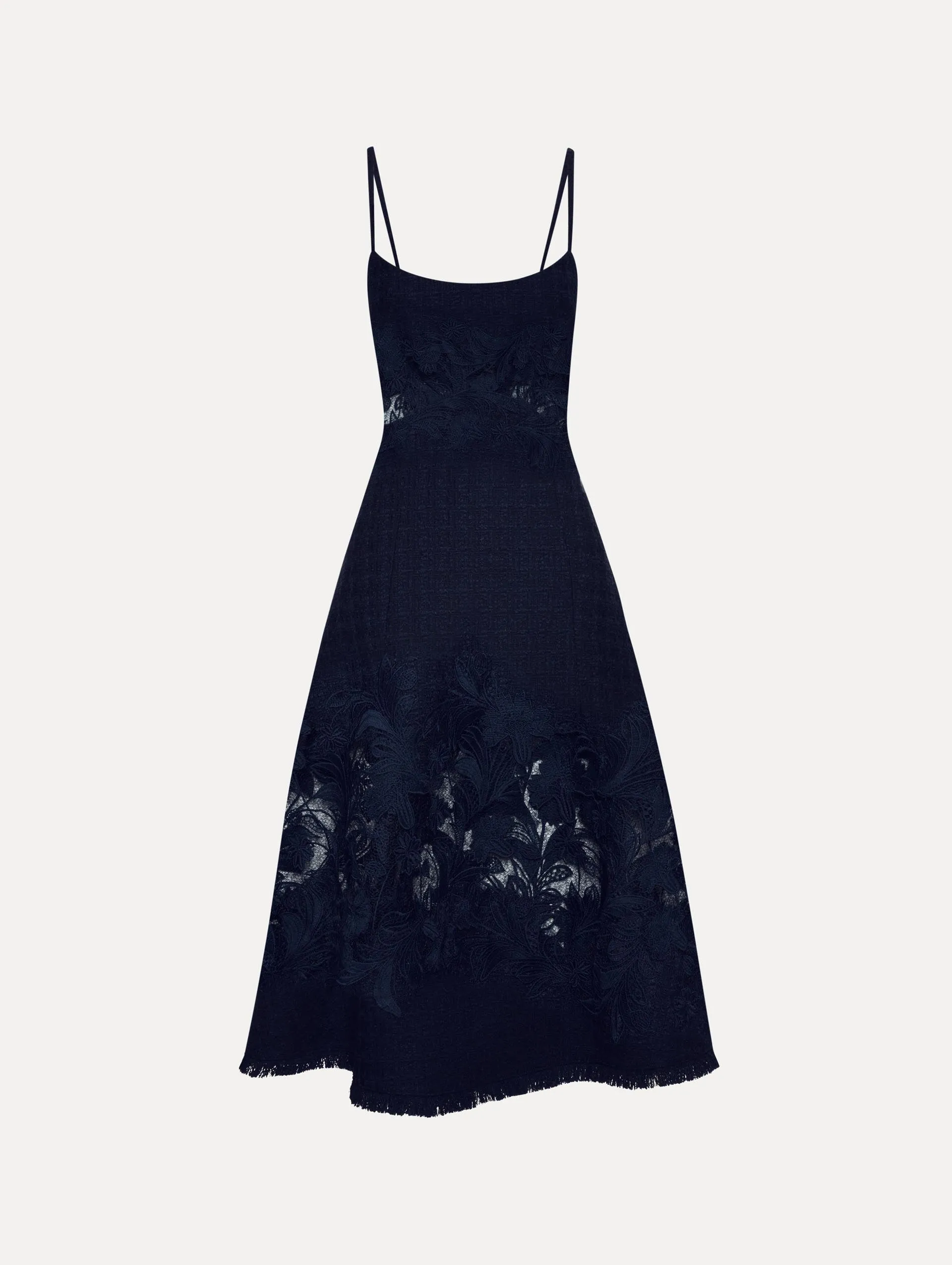 Carnation Guipure Inset Tweed Dress sold by Oscar de la Renta