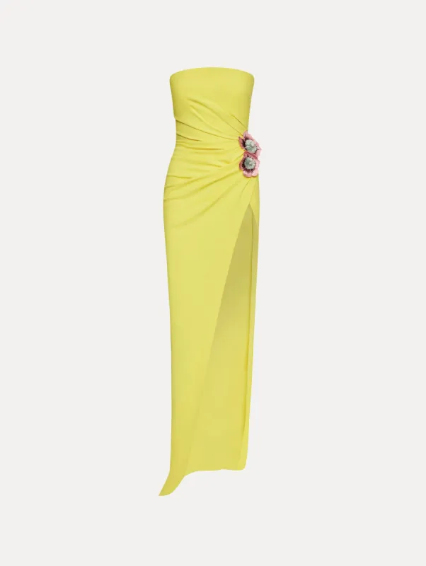 Poppy Embroidered High Slit Gown sold by Oscar de la Renta