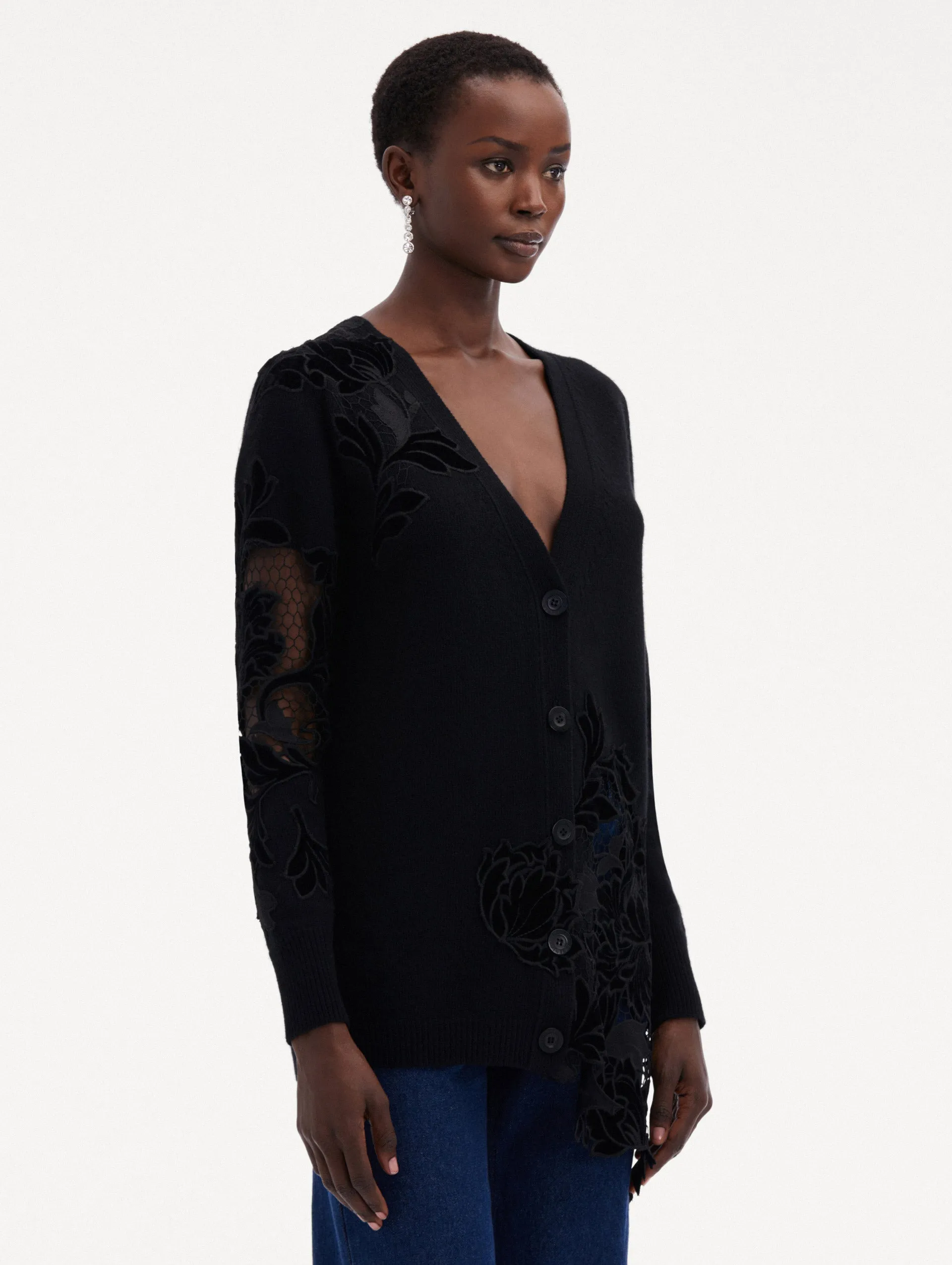 Guipure Inset Long Cardigan sold by Oscar de la Renta product image thumbnail 5