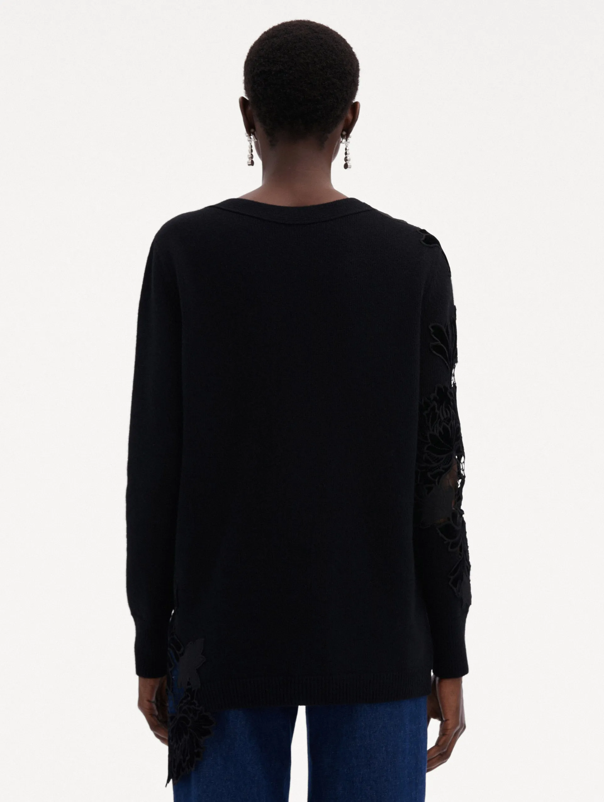 Guipure Inset Long Cardigan sold by Oscar de la Renta product image thumbnail 4