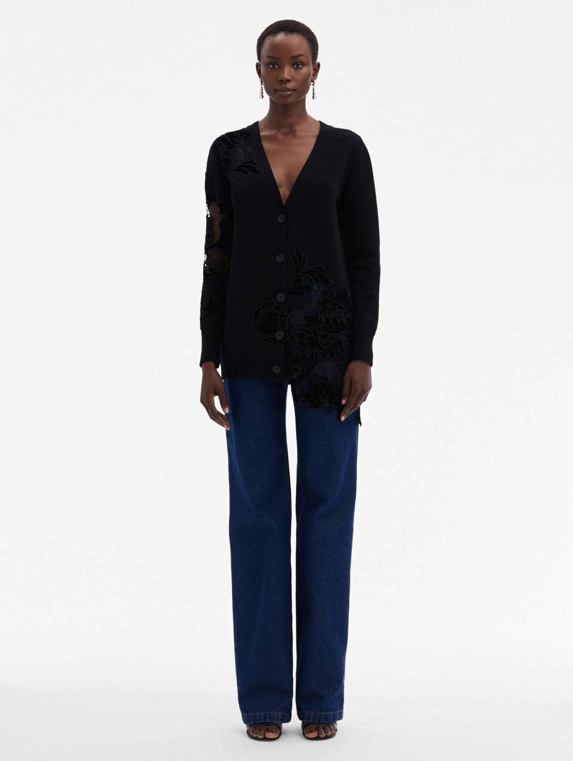 Guipure Inset Long Cardigan sold by Oscar de la Renta product image thumbnail 3