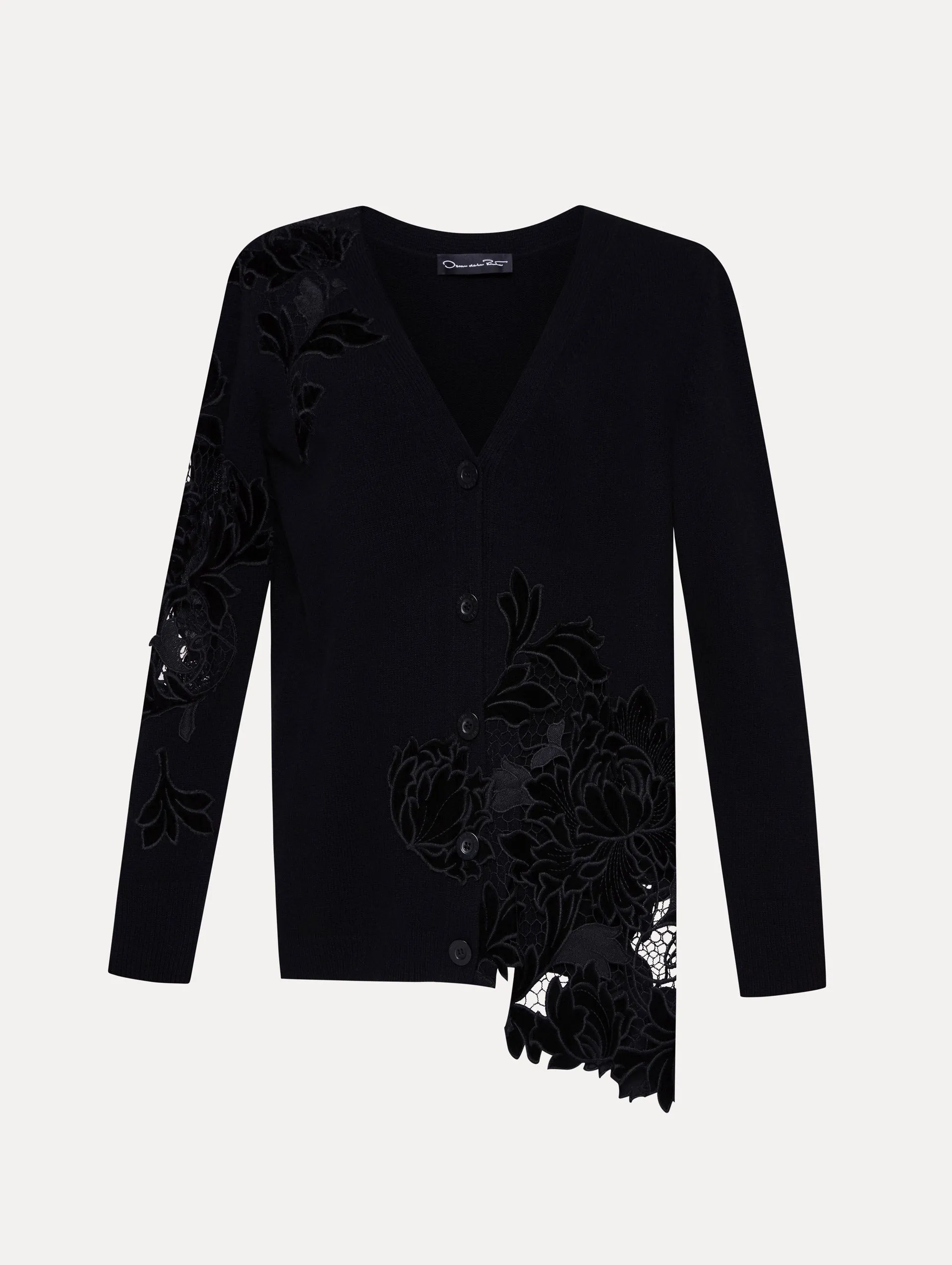 Guipure Inset Long Cardigan sold by Oscar de la Renta