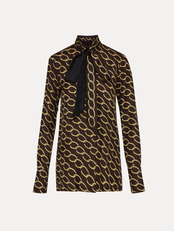 Oscar Chain-Link Silk Twill Blouse sold by Oscar de la Renta