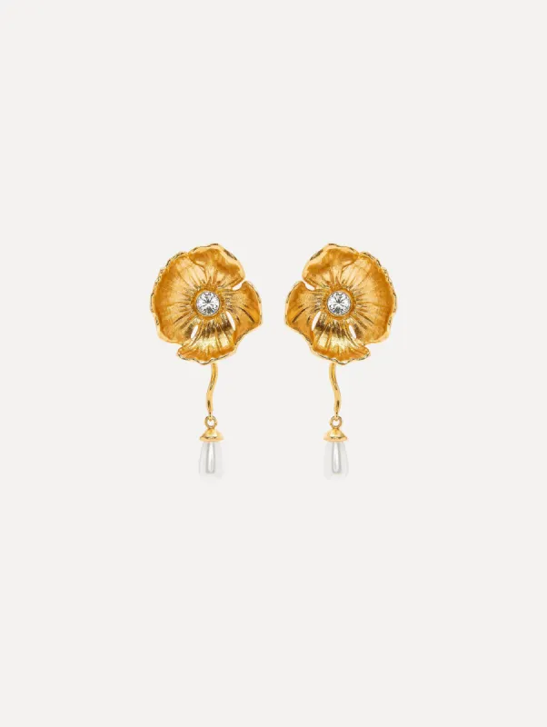 Pearl Drop Flower Earrings sold by Oscar de la Renta