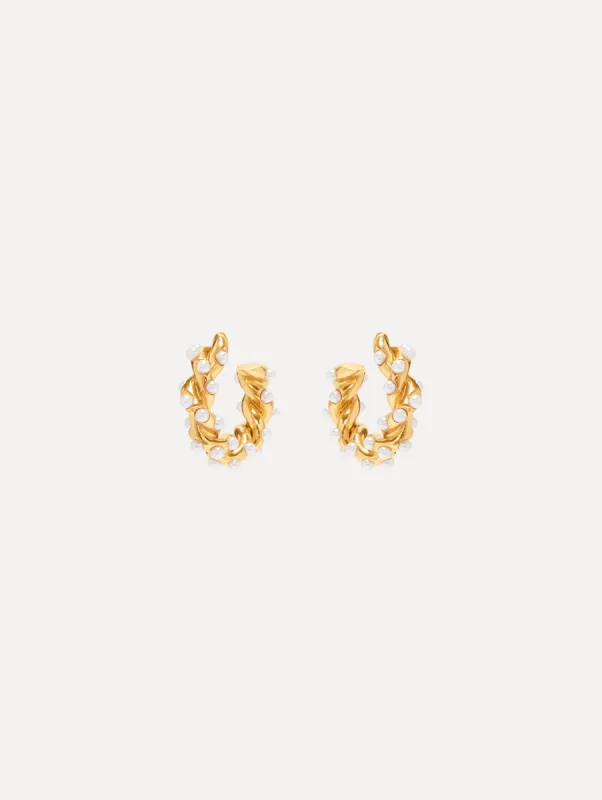 Small Rope Pearl Hoop Earrings sold by Oscar de la Renta