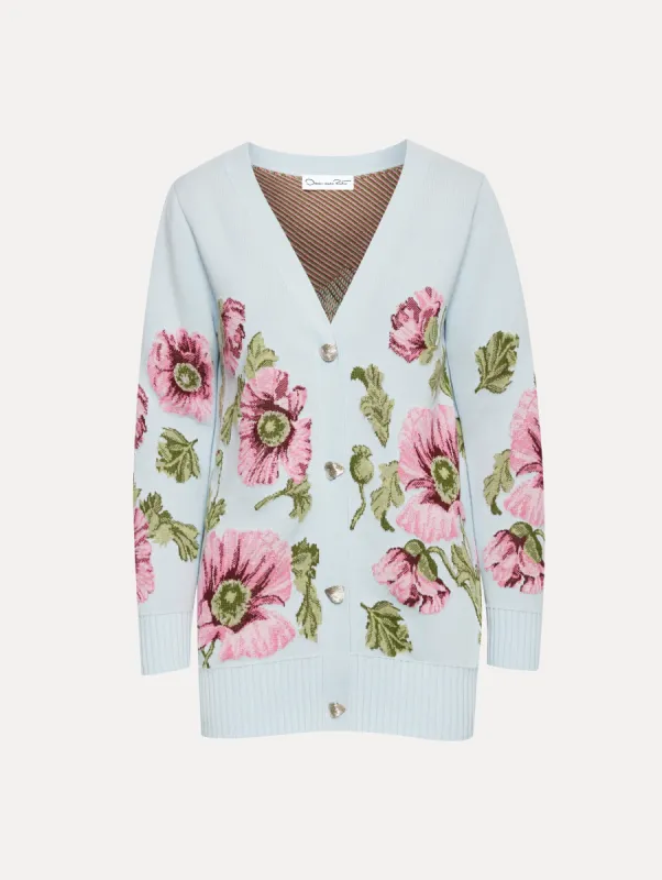 Poppy Jacquard Cardigan sold by Oscar de la Renta
