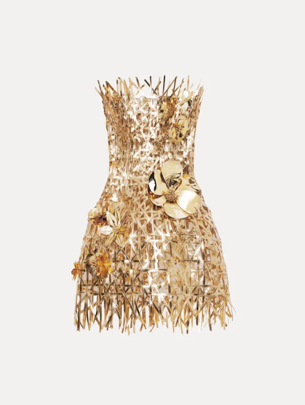 Lattice Embroidered Mini Dress sold by Oscar de la Renta