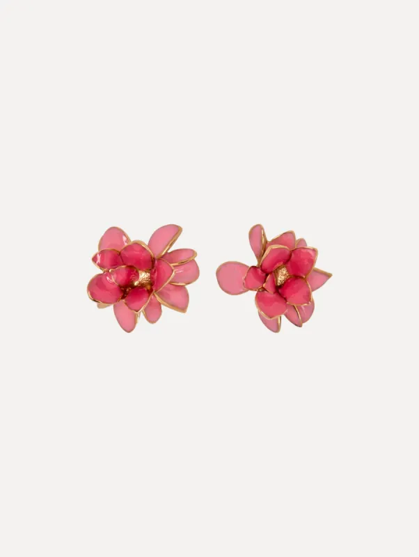 Enamel Flower Stud Earrings sold by Oscar de la Renta