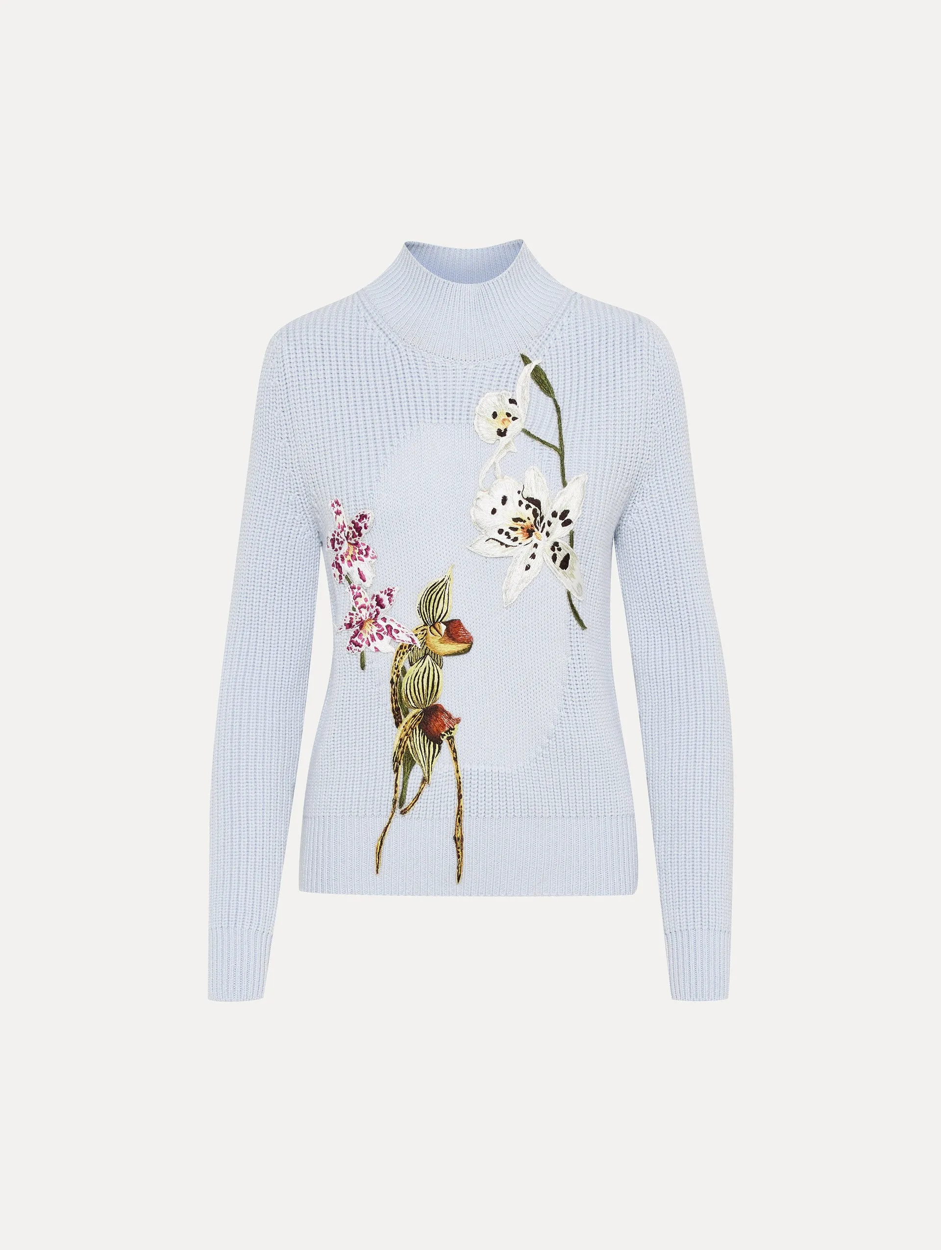 Orchid Embroidered Portrait Pullover sold by Oscar de la Renta