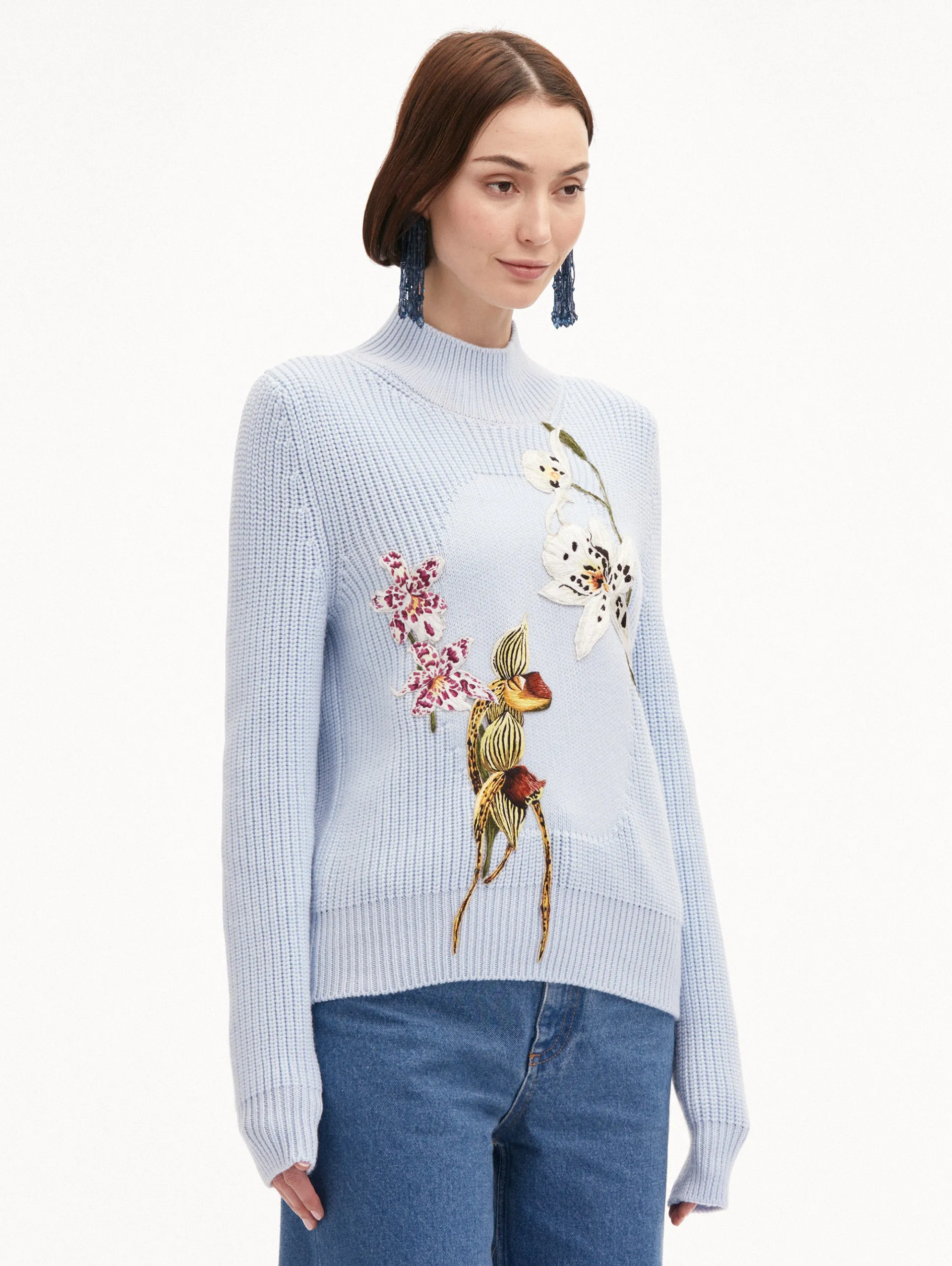 Orchid Embroidered Portrait Pullover sold by Oscar de la Renta product image thumbnail 4