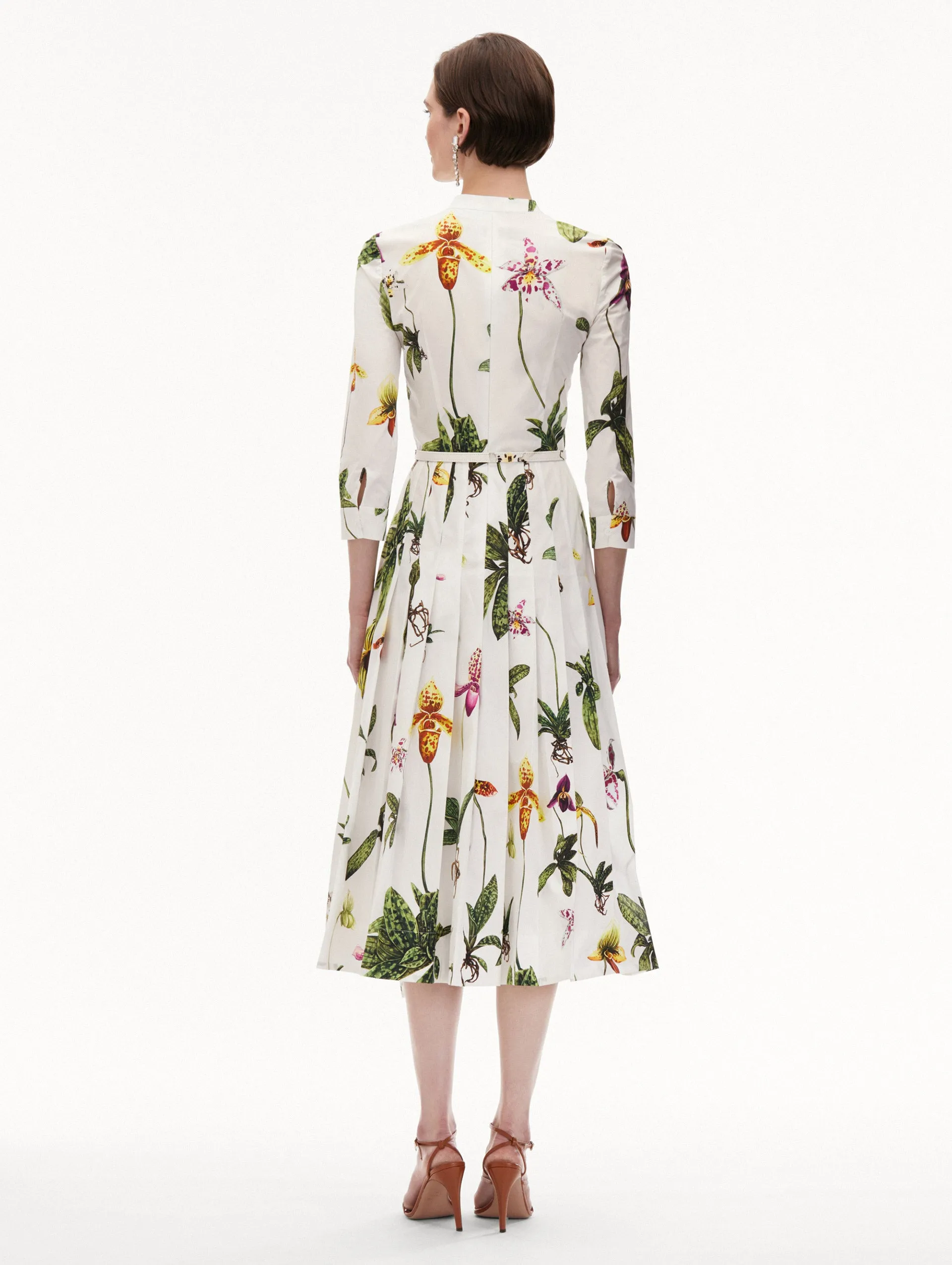 Orchid Cotton Poplin 3/4 Sleeve Dress sold by Oscar de la Renta product image thumbnail 3