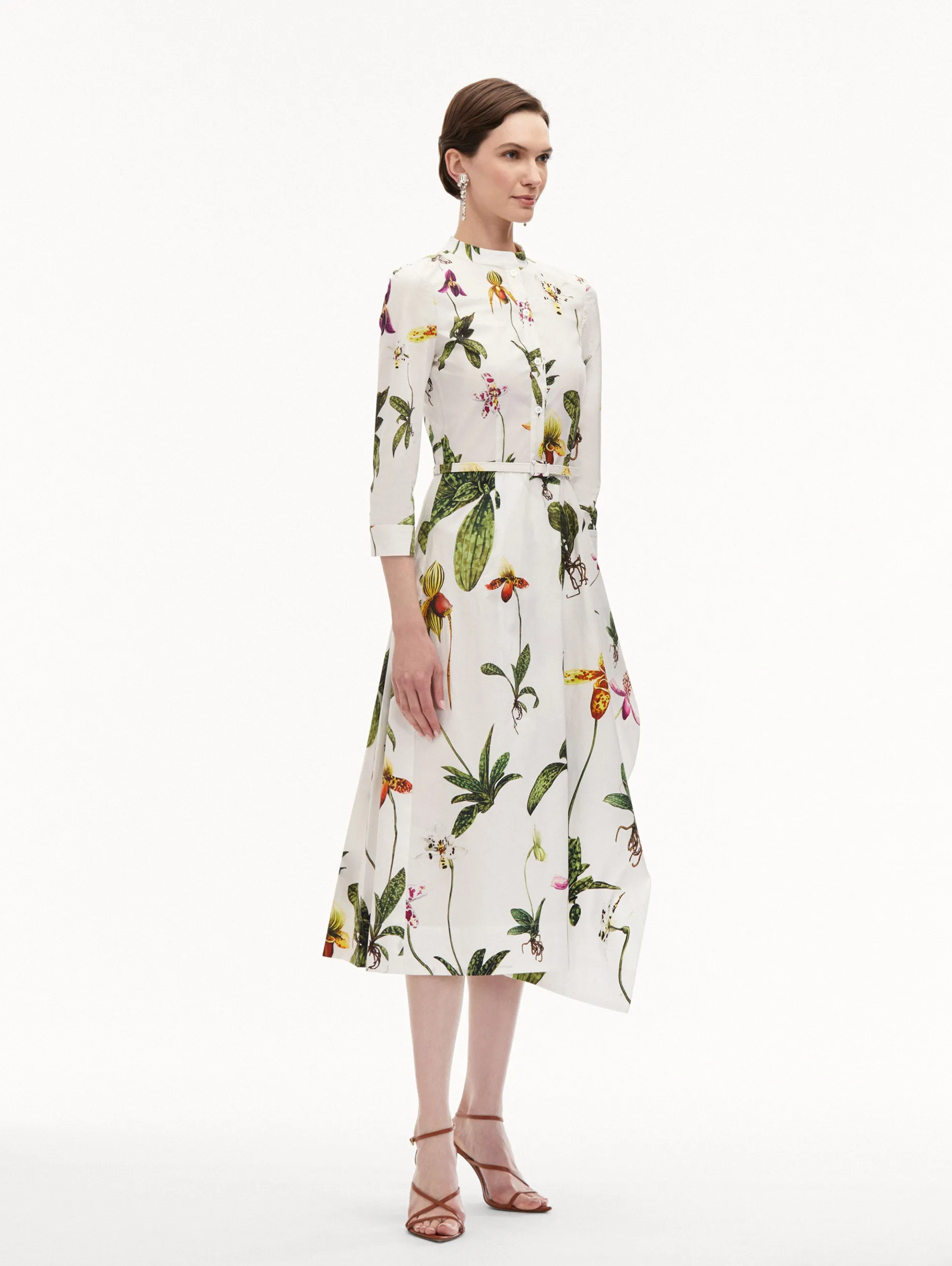 Orchid Cotton Poplin 3/4 Sleeve Dress sold by Oscar de la Renta product image thumbnail 4