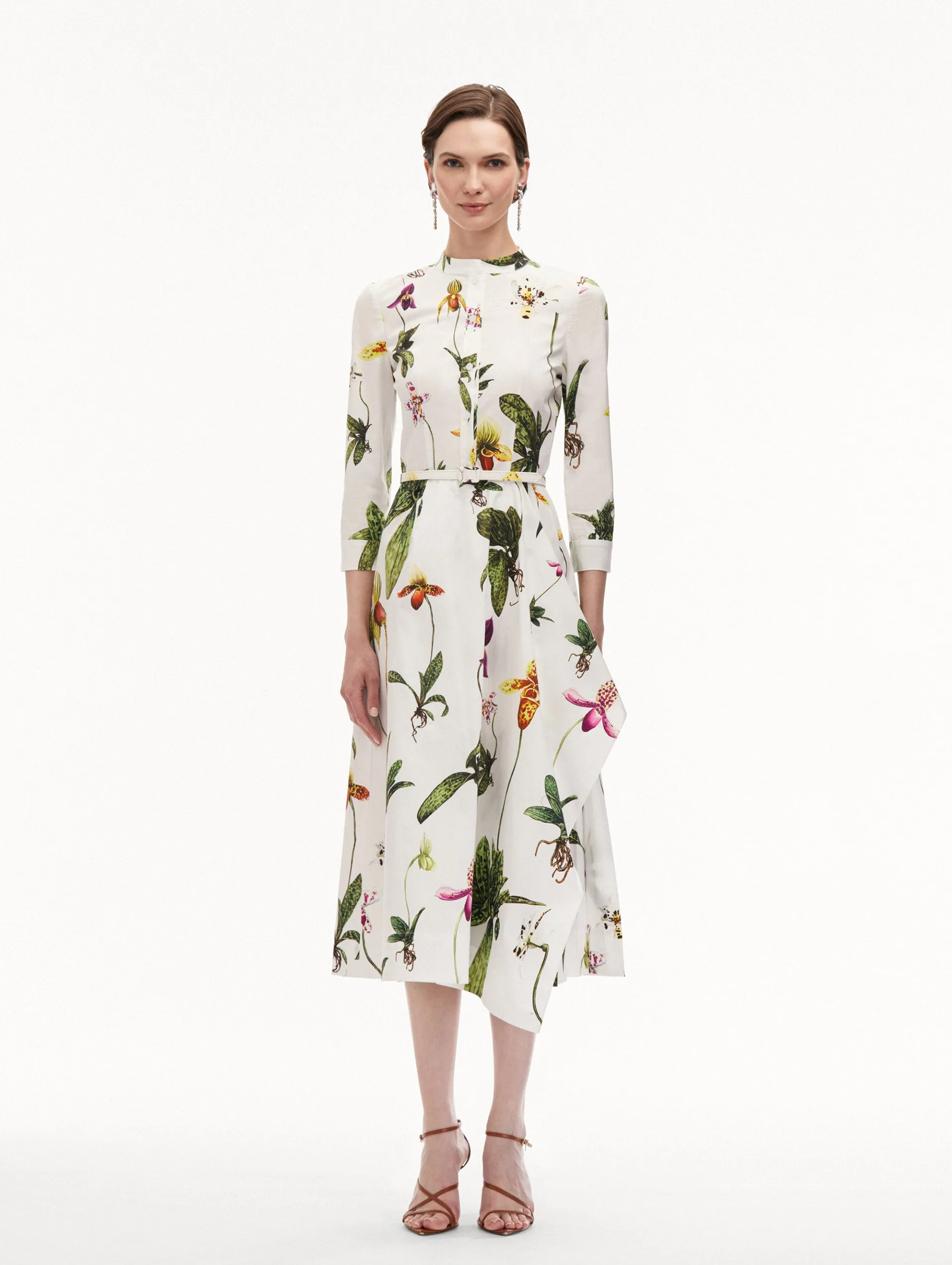 Orchid Cotton Poplin 3/4 Sleeve Dress sold by Oscar de la Renta product image thumbnail 2