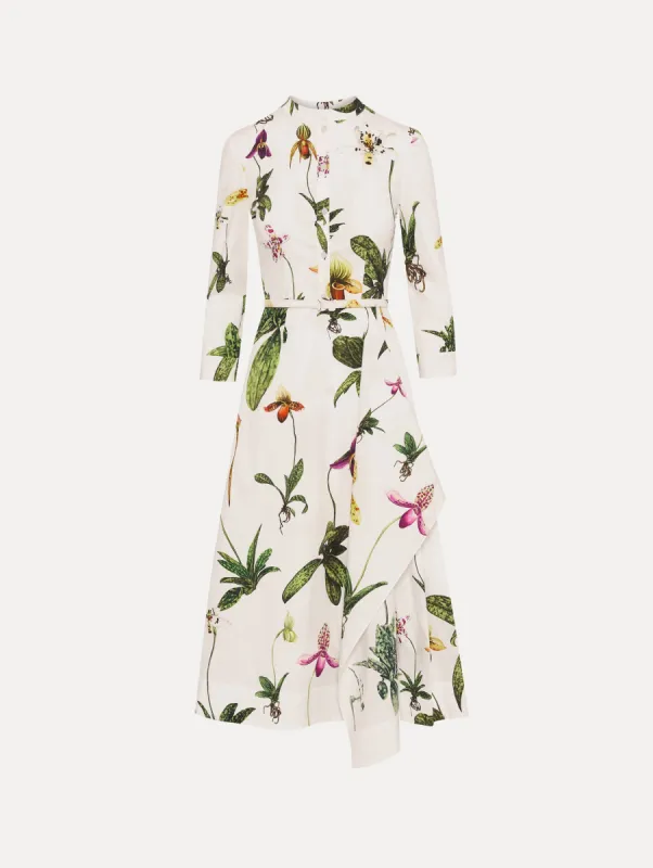 Orchid Cotton Poplin 3/4 Sleeve Dress sold by Oscar de la Renta
