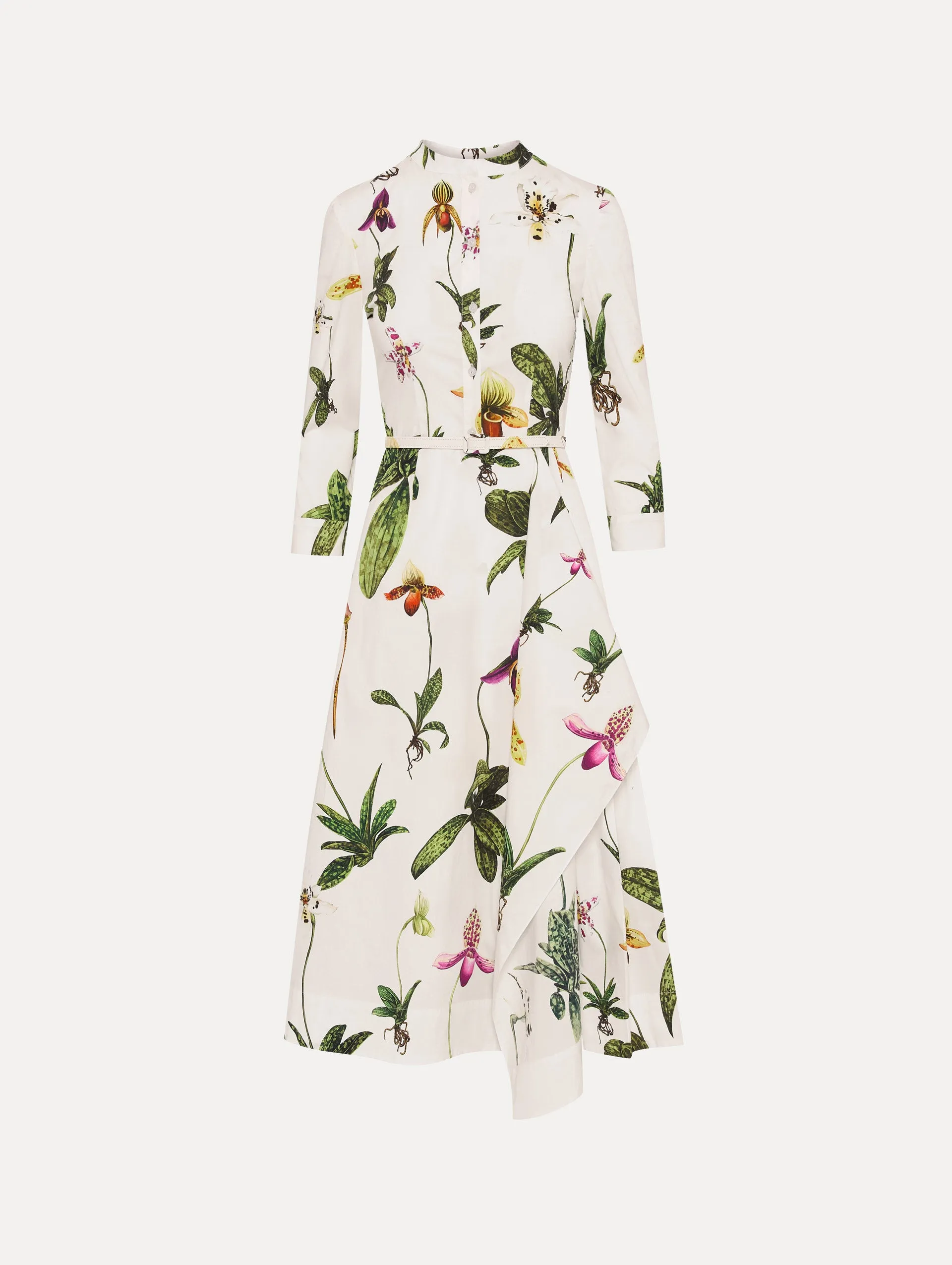 Orchid Cotton Poplin 3/4 Sleeve Dress sold by Oscar de la Renta