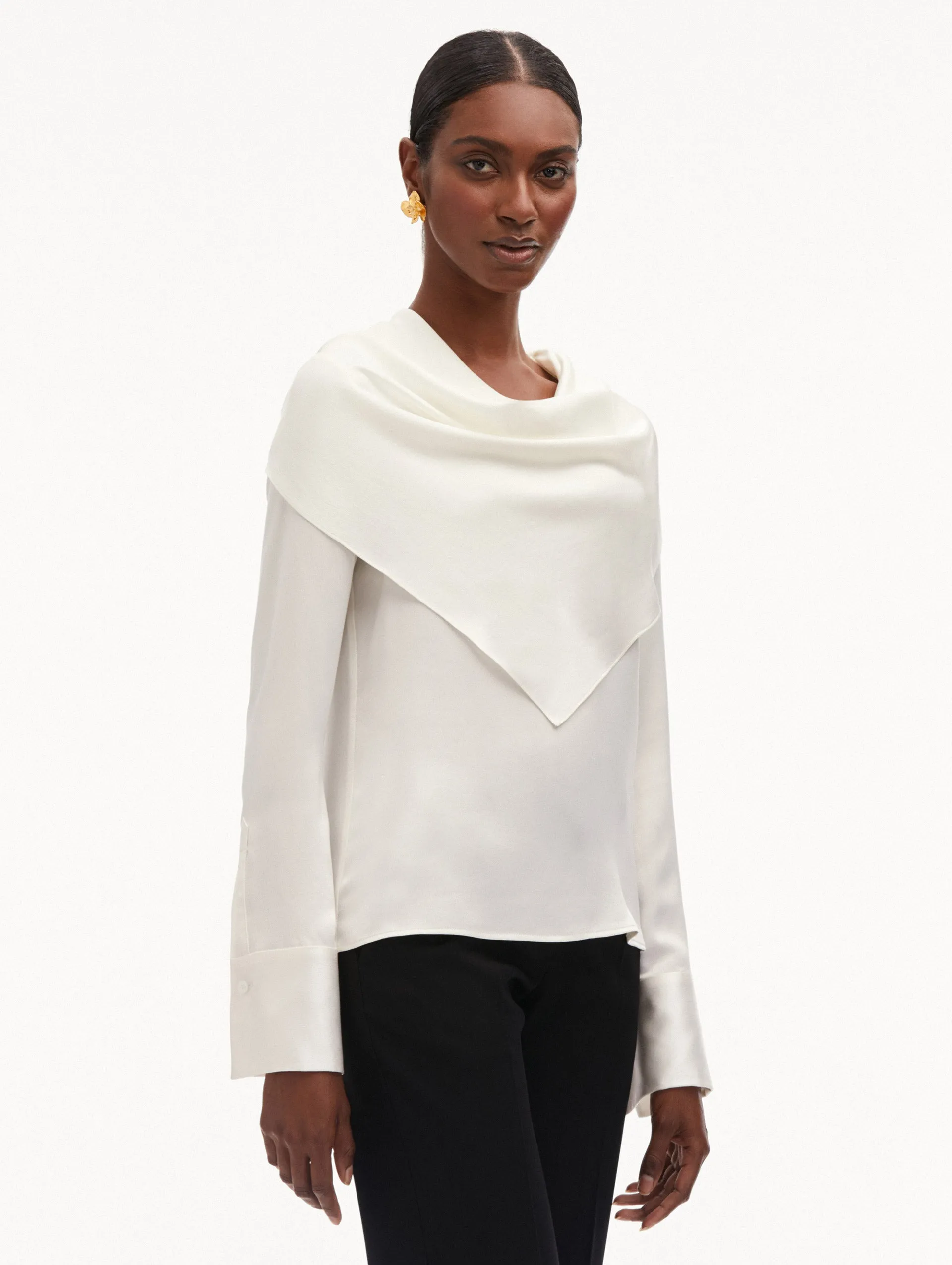 Draped-Detail Silk Blouse sold by Oscar de la Renta product image thumbnail 5