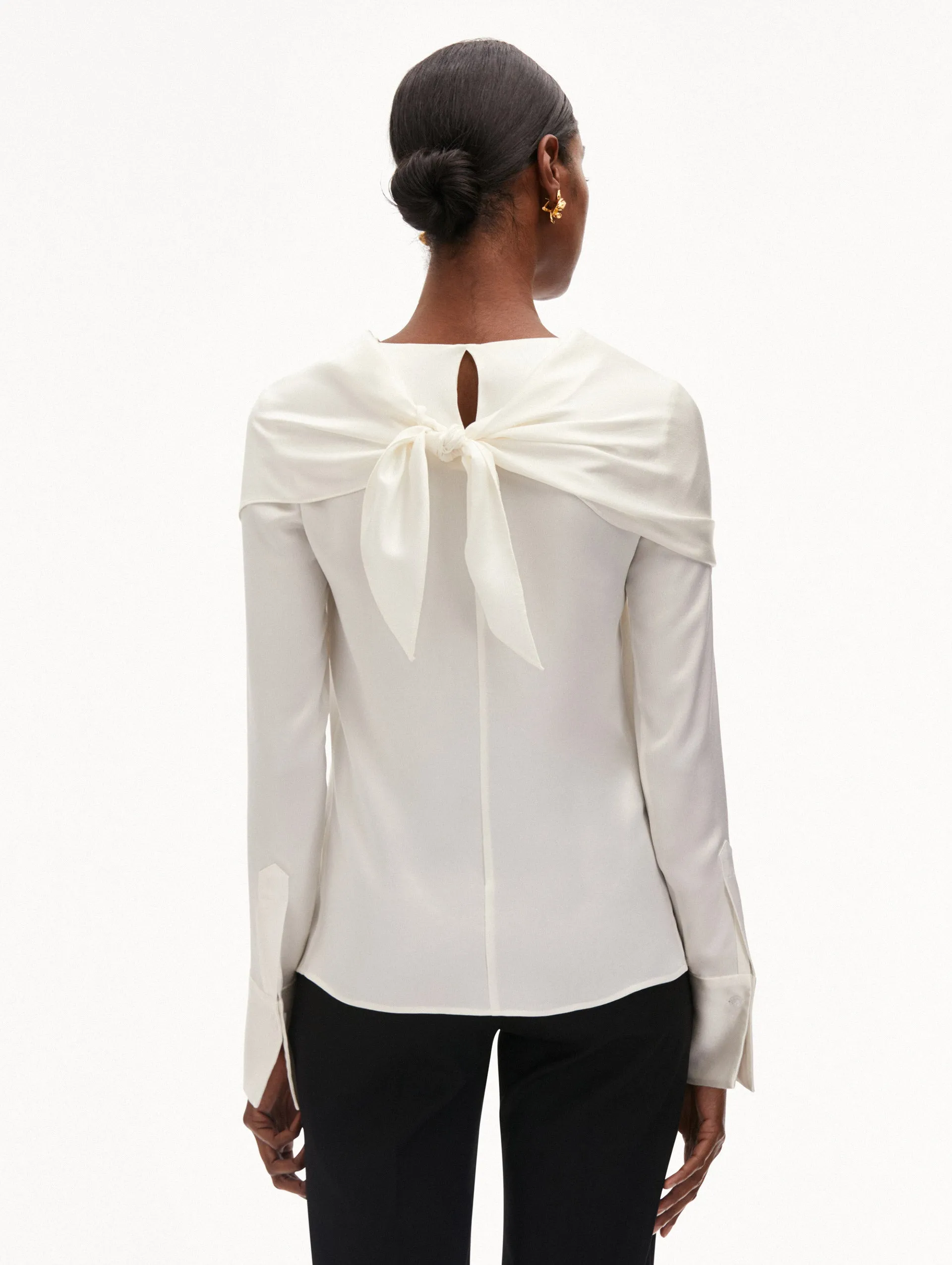 Draped-Detail Silk Blouse sold by Oscar de la Renta product image thumbnail 4