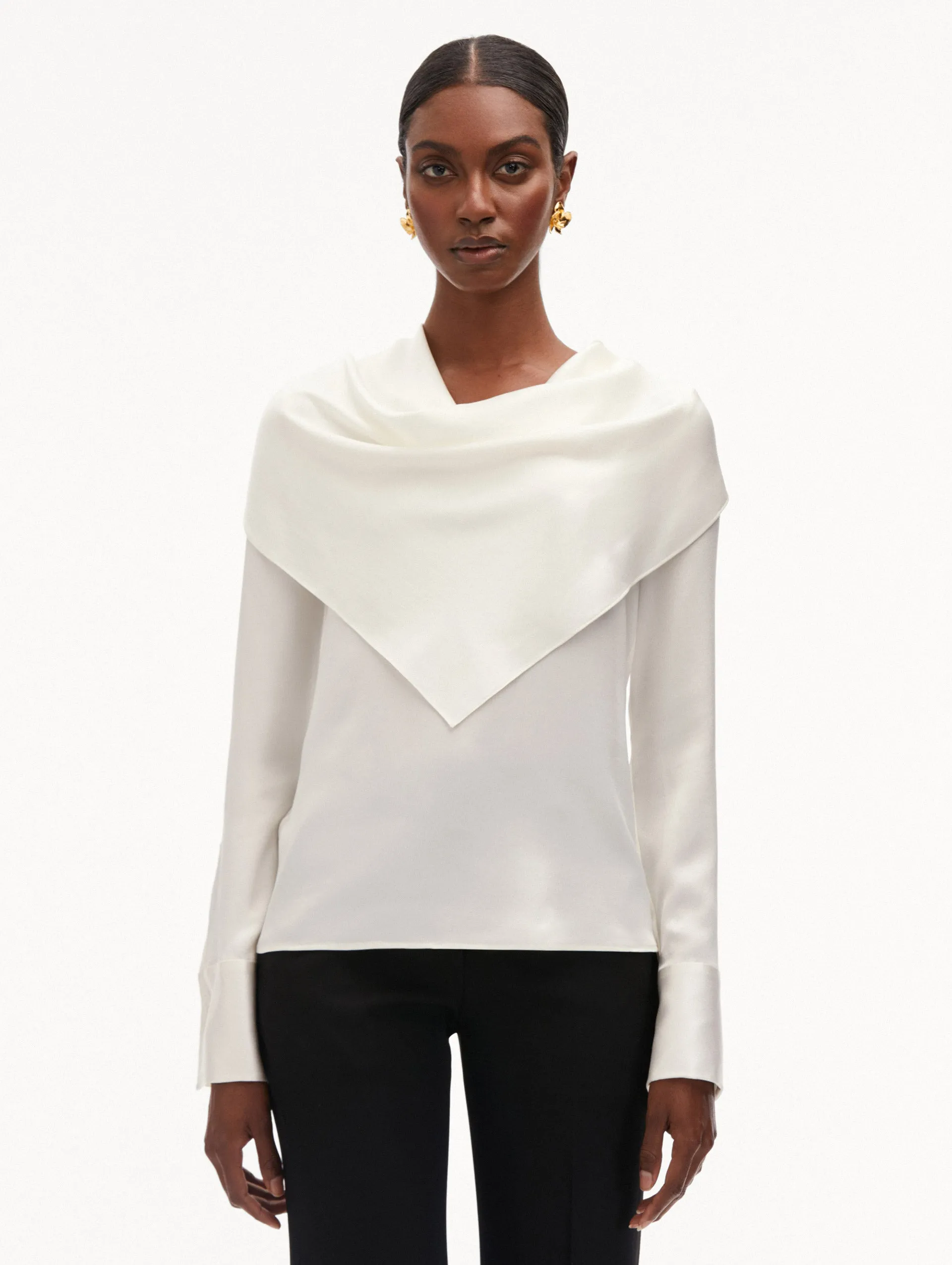 Draped-Detail Silk Blouse sold by Oscar de la Renta product image thumbnail 2