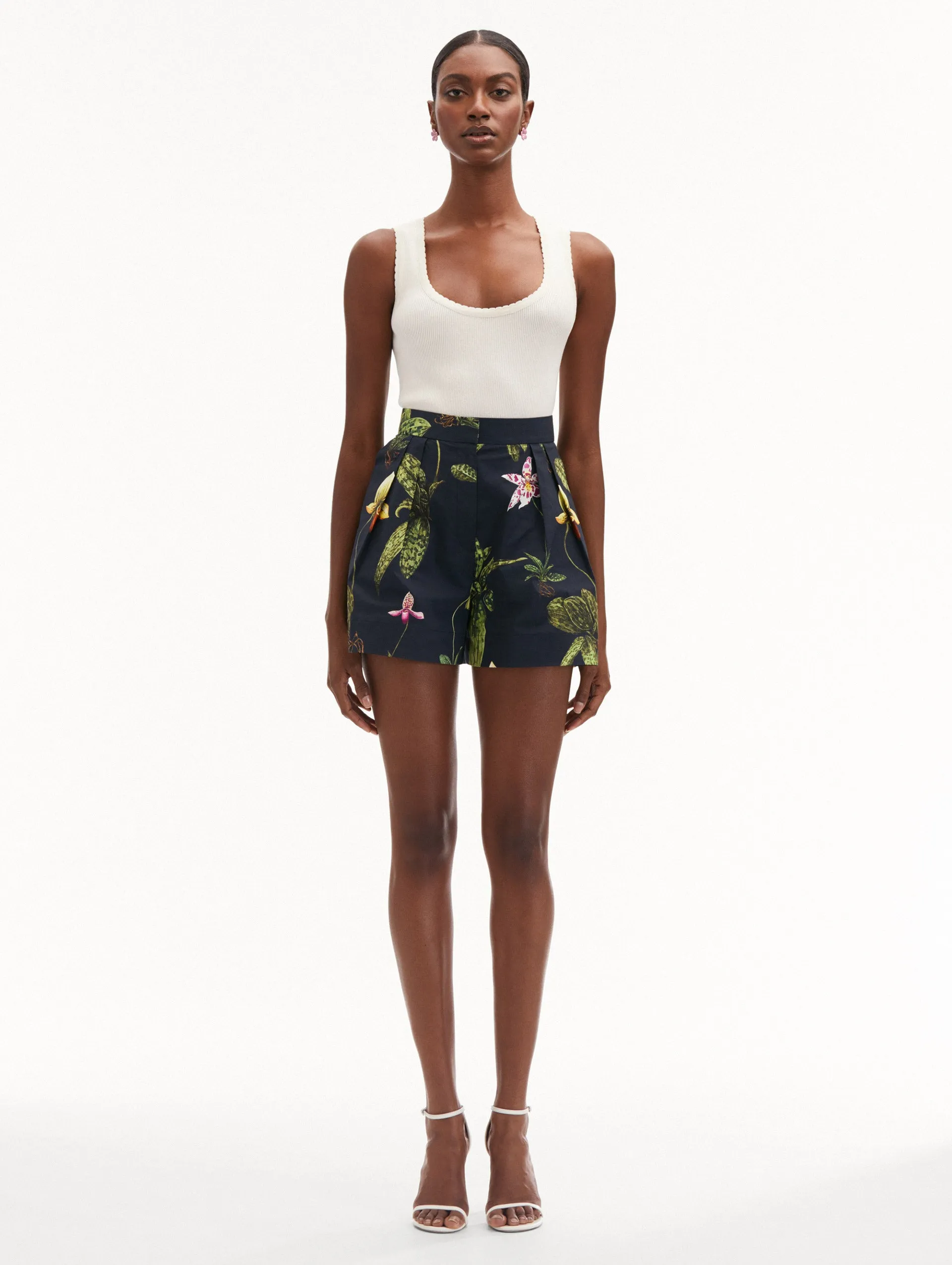 Orchid Cotton Poplin Wide Leg Shorts sold by Oscar de la Renta product image thumbnail 2