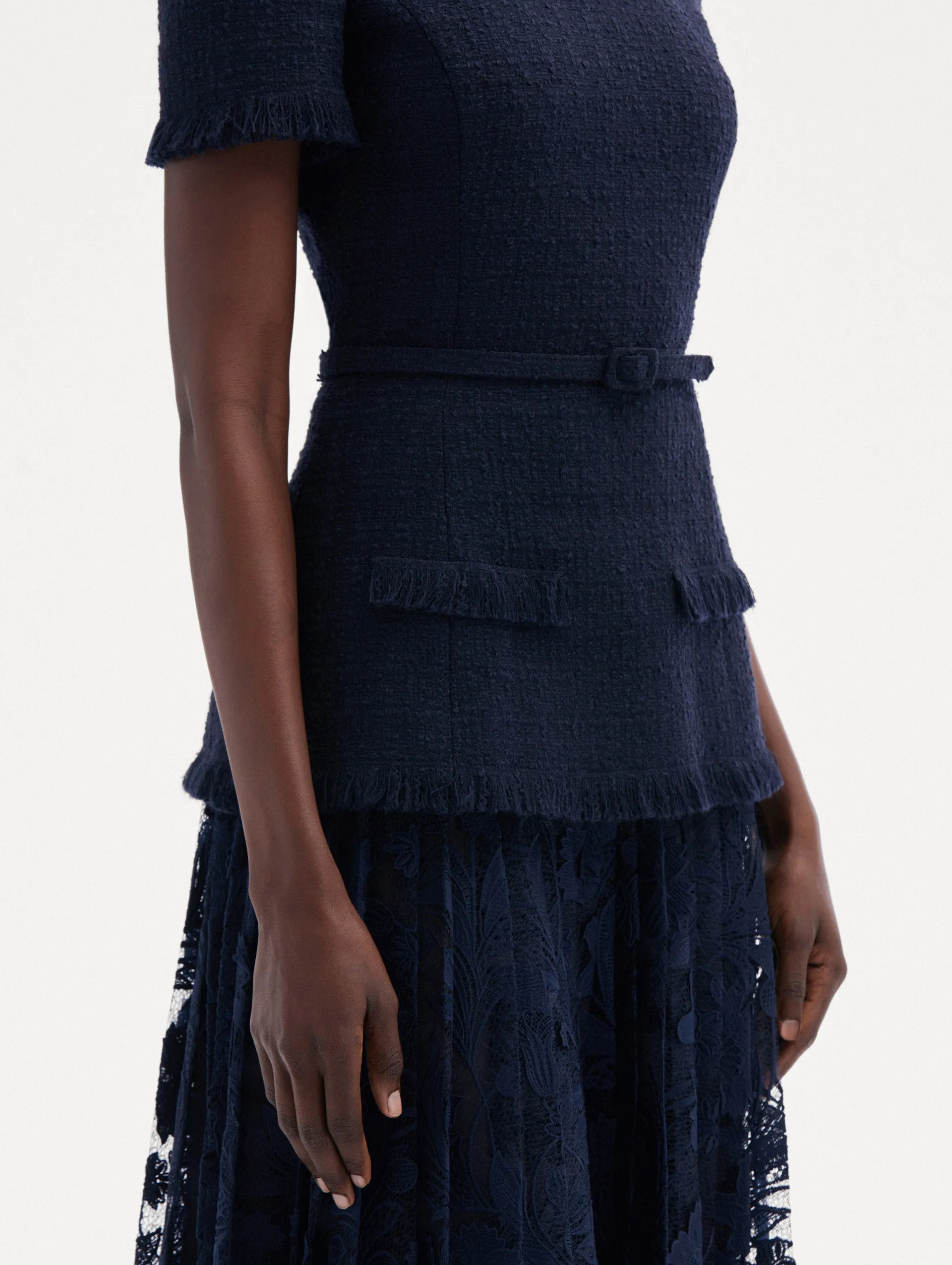 Carnation Guipure & Tweed Dress sold by Oscar de la Renta product image thumbnail 5