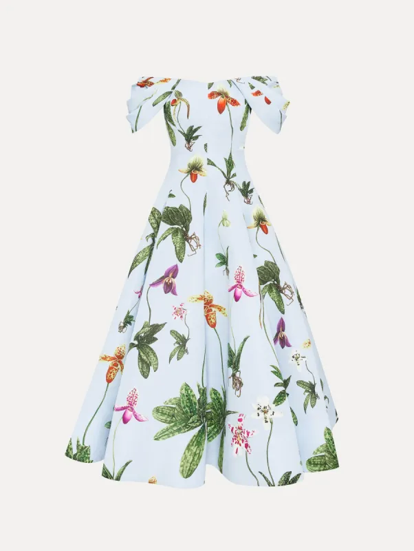 Orchid Off Shoulder Faille Gown sold by Oscar de la Renta