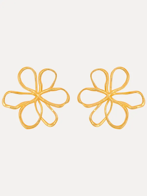 Large Threaded Flower Earrings sold by Oscar de la Renta