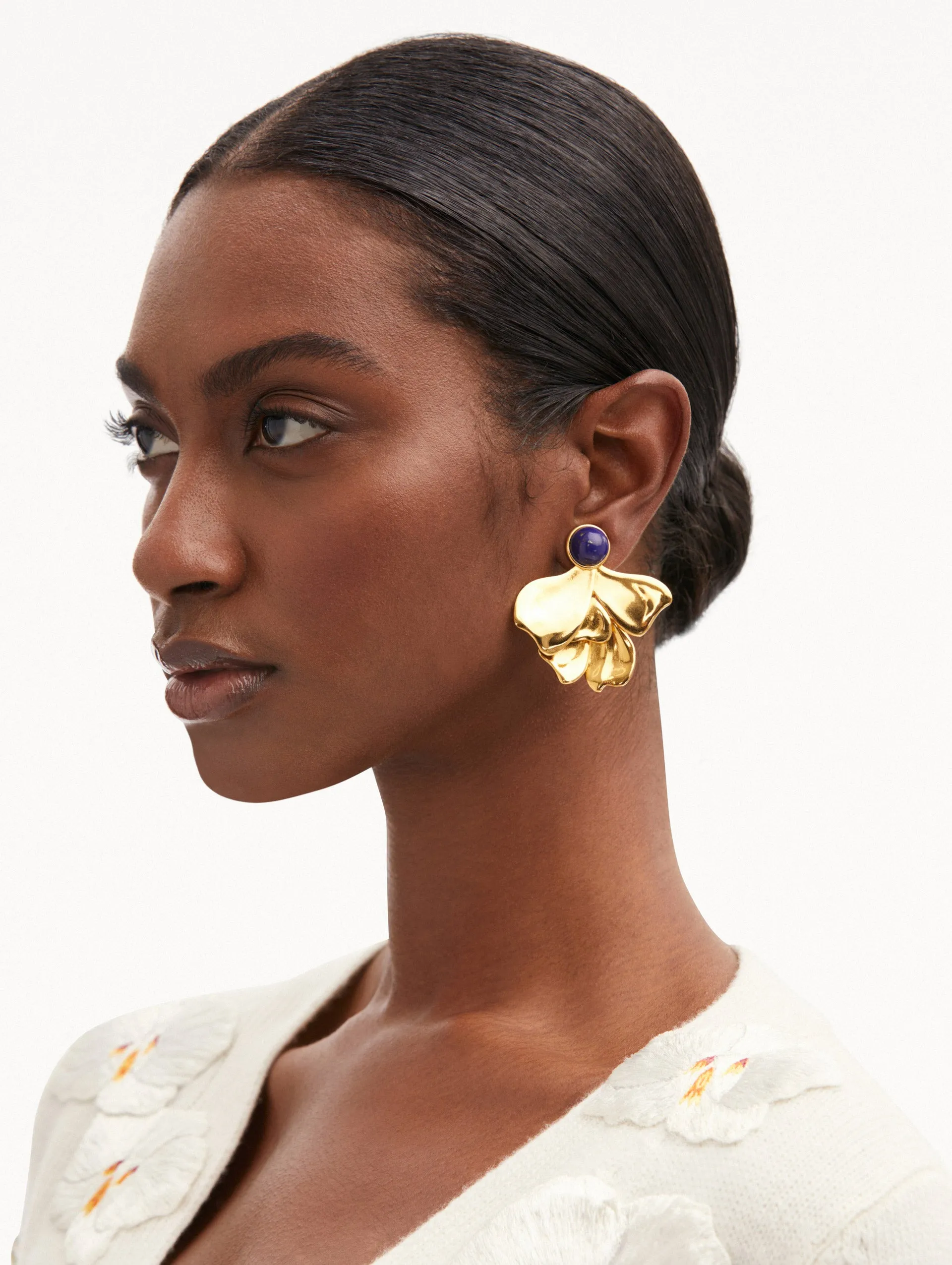 Cabochon Petal Clip-On Earrings sold by Oscar de la Renta product image thumbnail 2