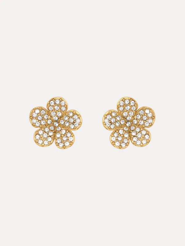 Crystal Flower Stud Earrings sold by Oscar de la Renta