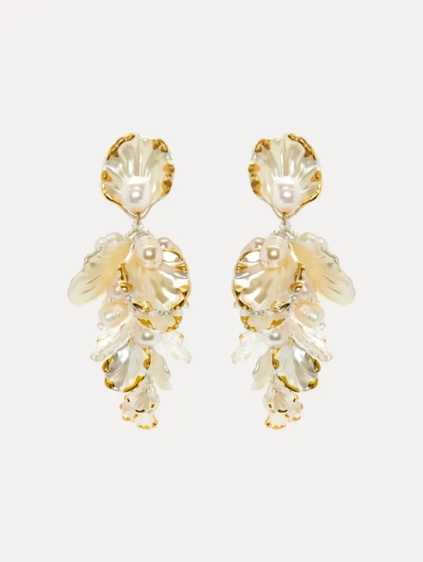 Mother of Pearl Flower Earrings sold by Oscar de la Renta