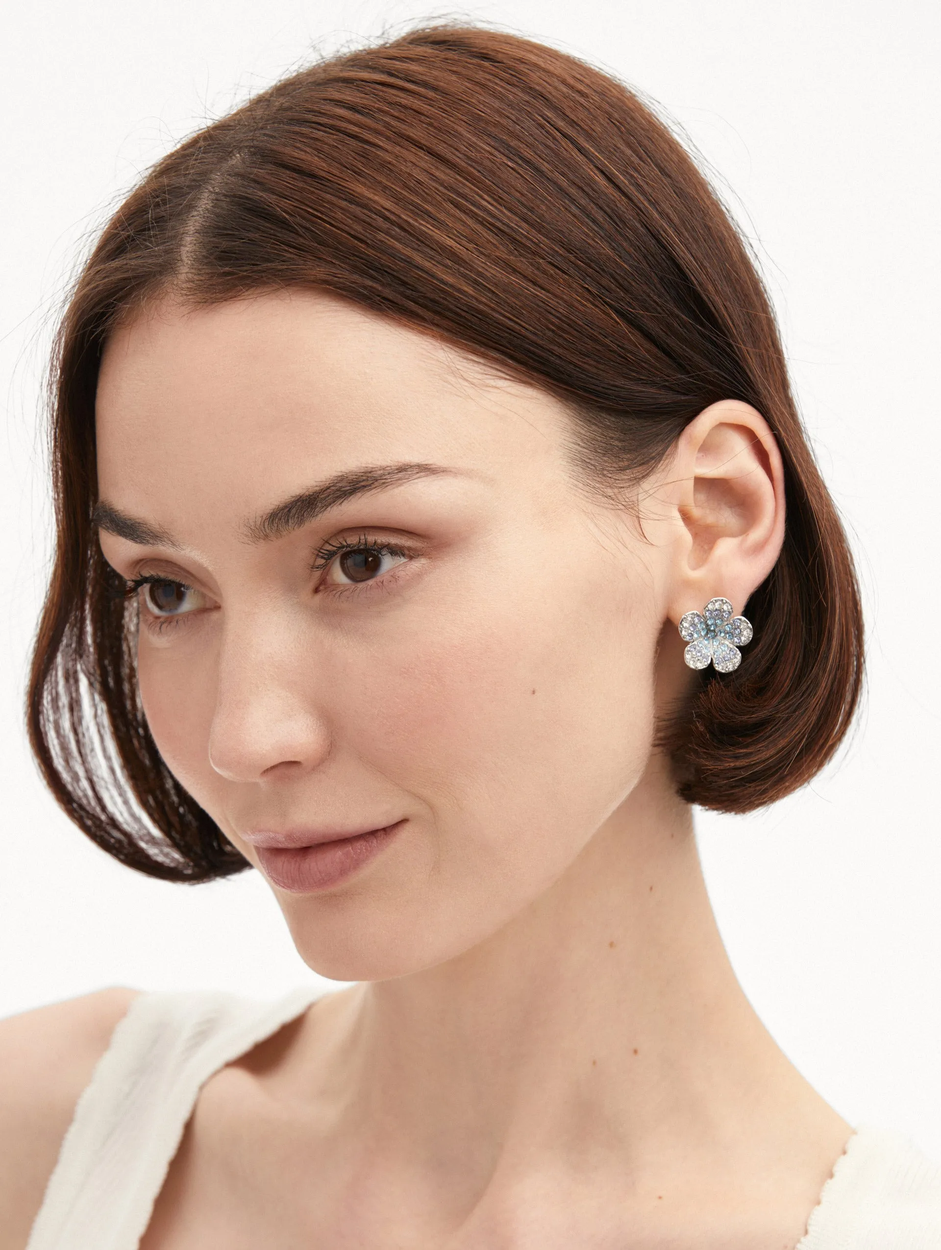 Crystal Flower Stud Earrings sold by Oscar de la Renta product image thumbnail 2