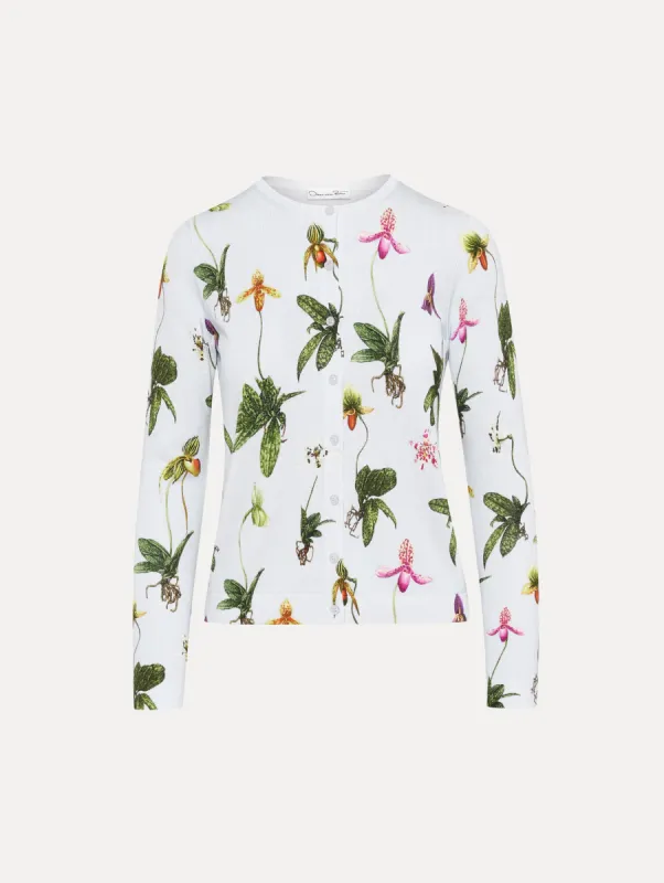 Orchid Printed Cardigan sold by Oscar de la Renta