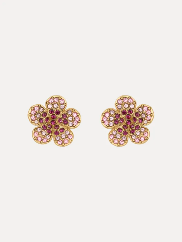 Crystal Flower Stud Earrings sold by Oscar de la Renta