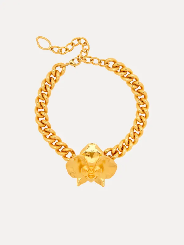 Orchid Chain-Link Necklace sold by Oscar de la Renta