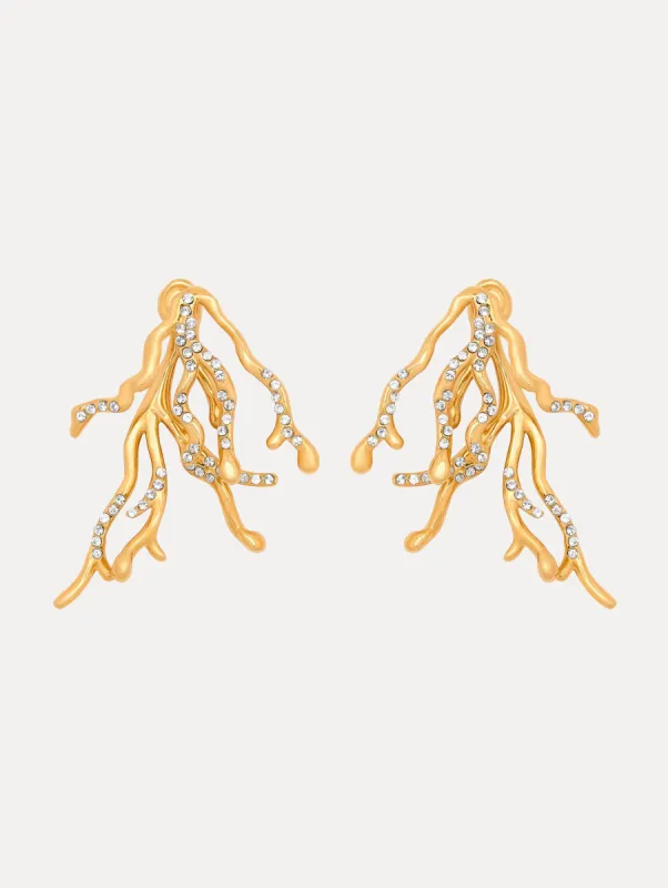 Coral & Gold Drops Earrings sold by Oscar de la Renta