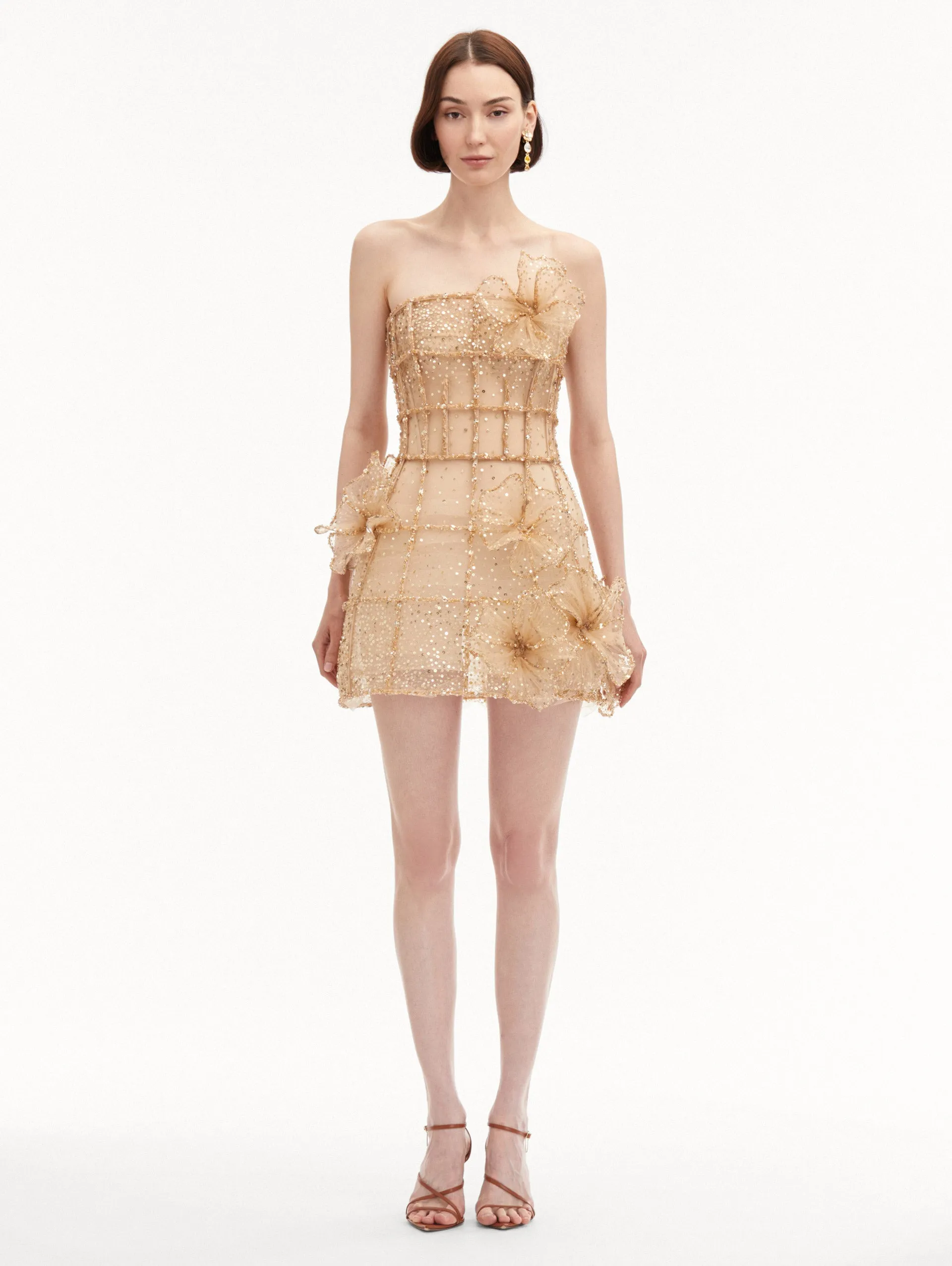 Crystal Grid Orchid Cocktail Dress sold by Oscar de la Renta product image thumbnail 2