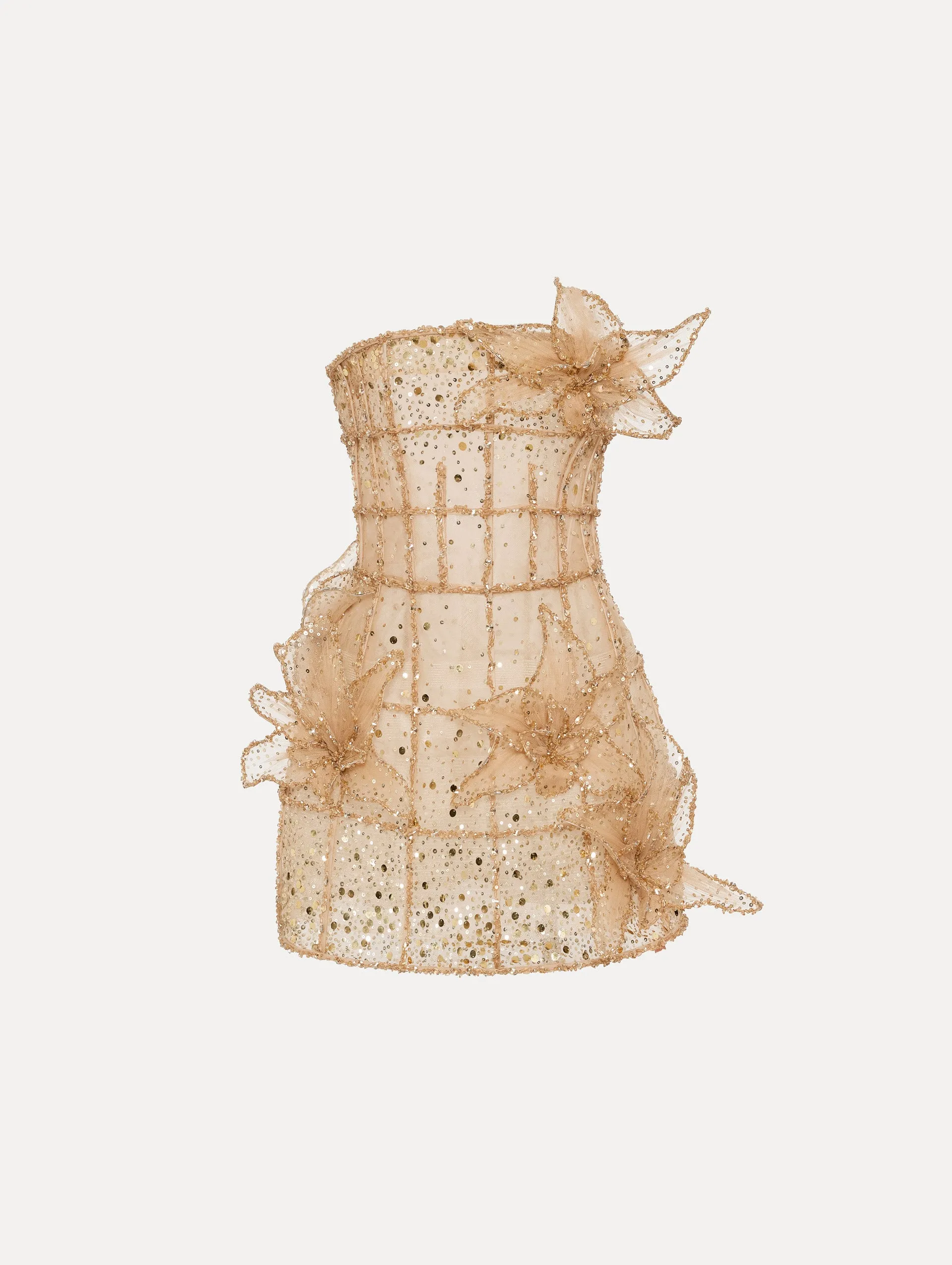 Crystal Grid Orchid Cocktail Dress sold by Oscar de la Renta