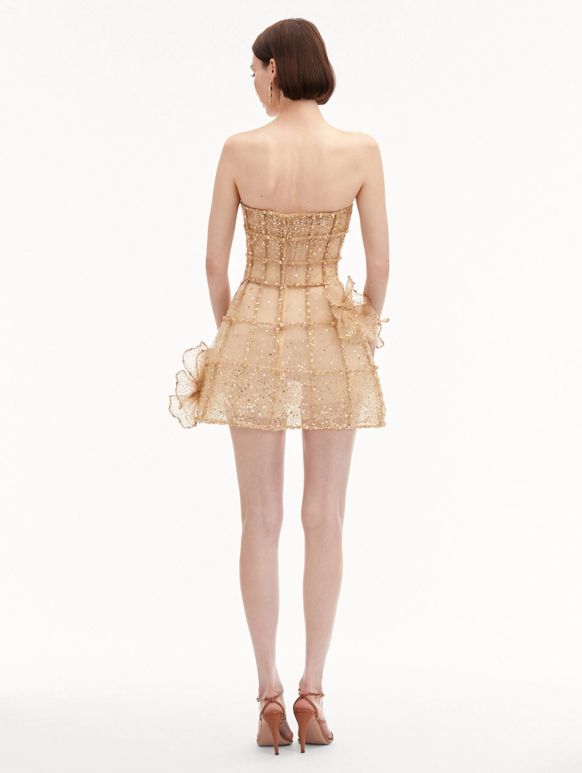 Crystal Grid Orchid Cocktail Dress sold by Oscar de la Renta product image thumbnail 3