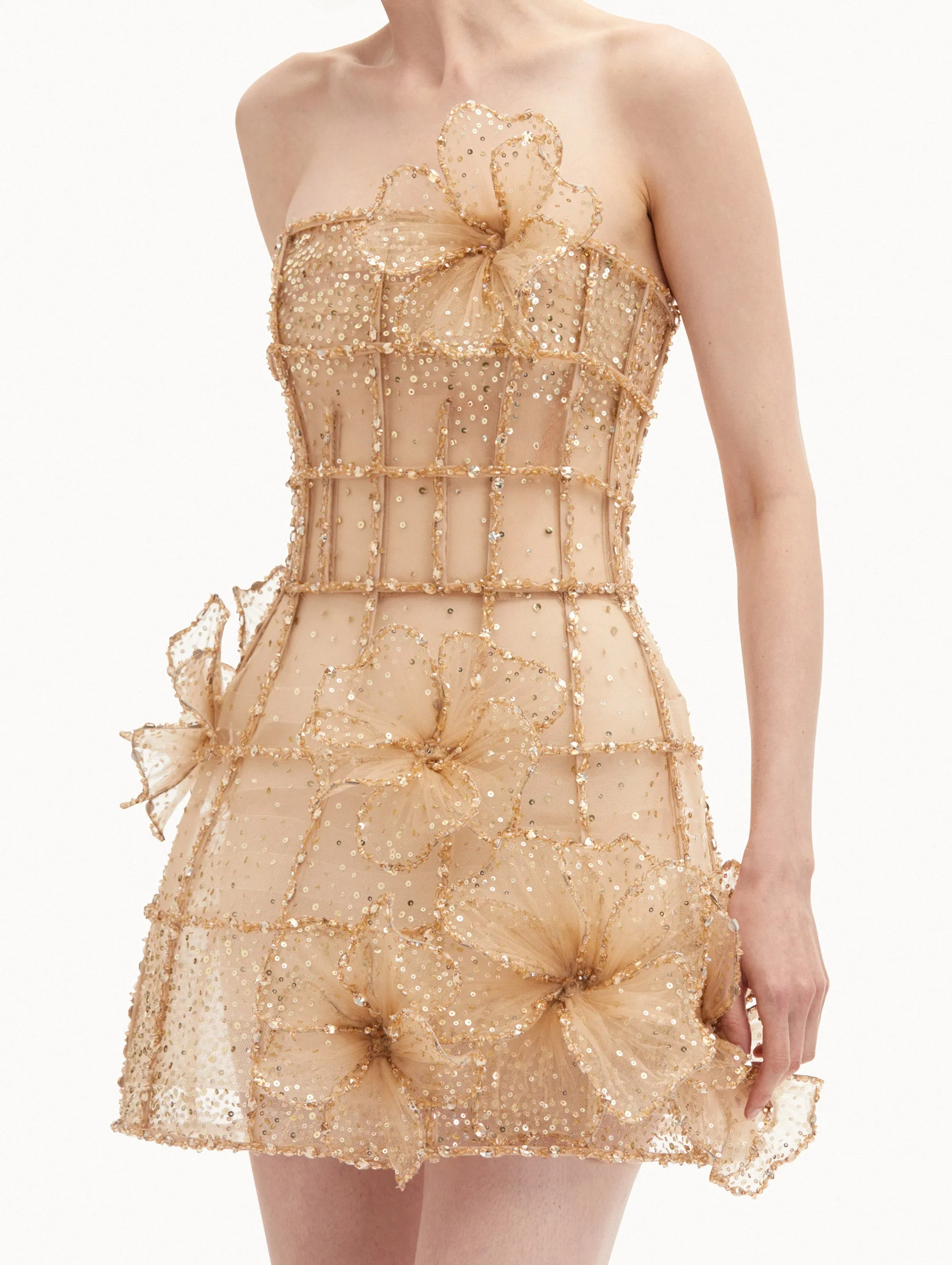 Crystal Grid Orchid Cocktail Dress sold by Oscar de la Renta product image thumbnail 5