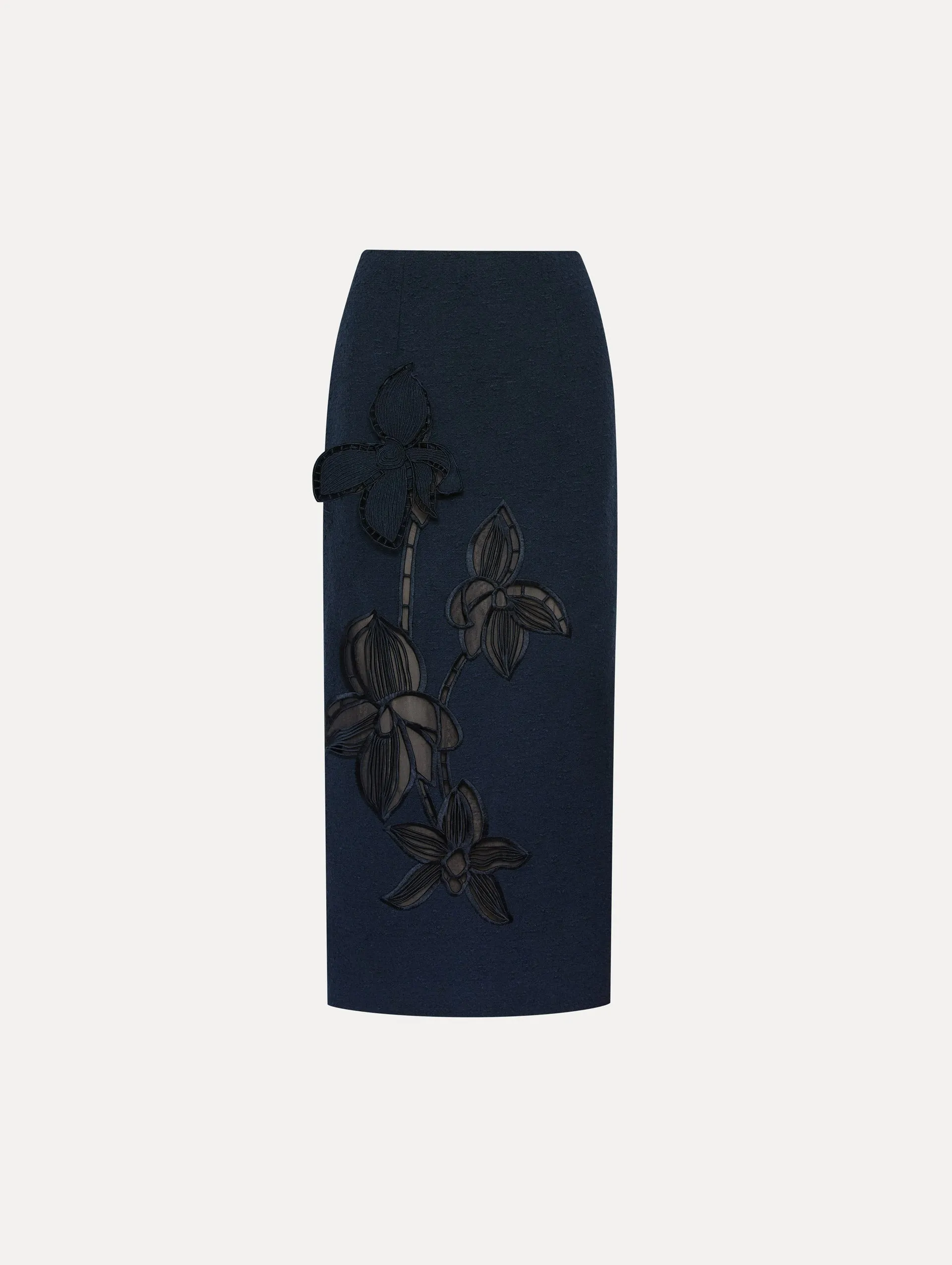 Orchid Embroidered Tweed Skirt sold by Oscar de la Renta