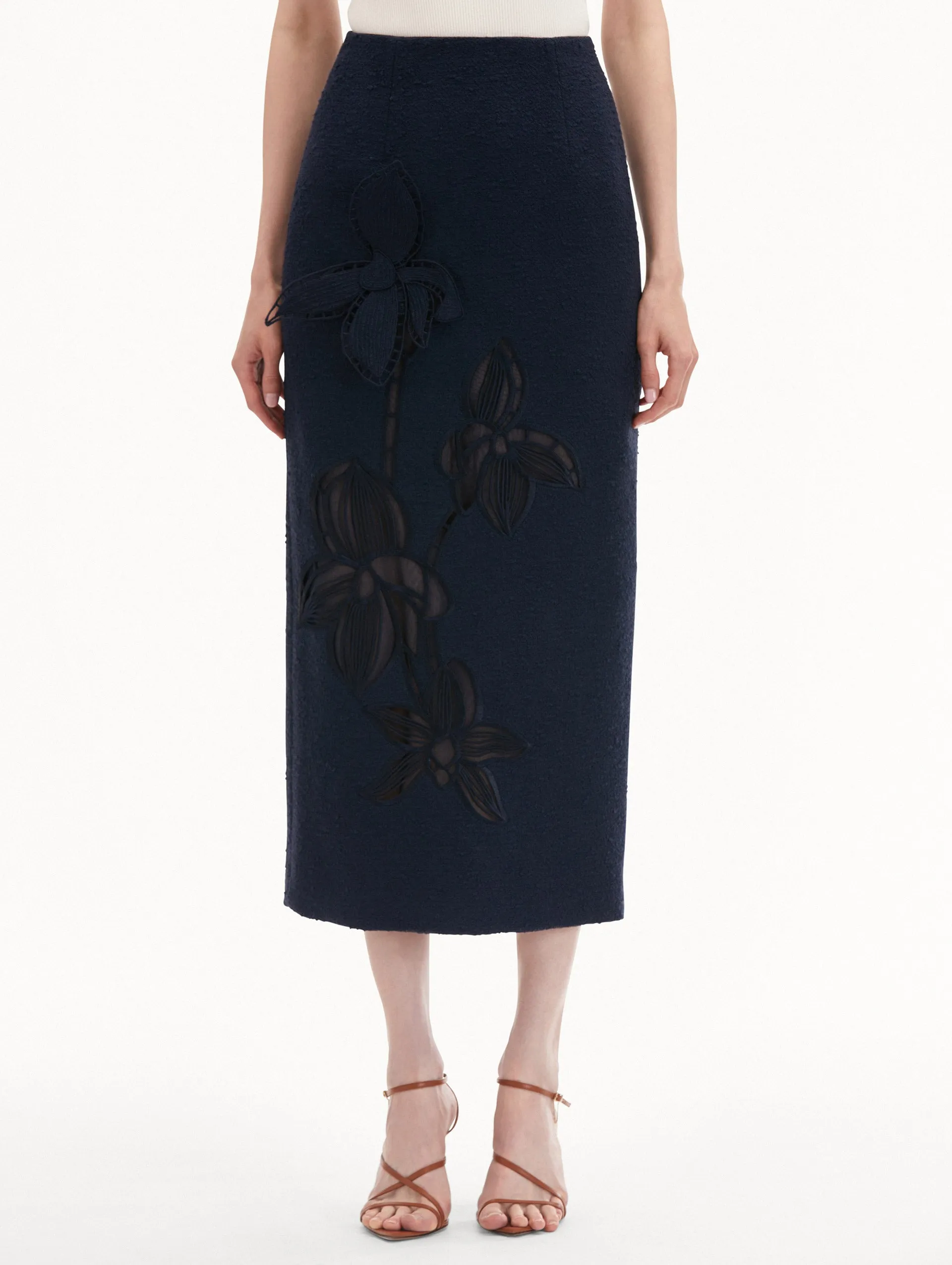 Orchid Embroidered Tweed Skirt sold by Oscar de la Renta product image thumbnail 4
