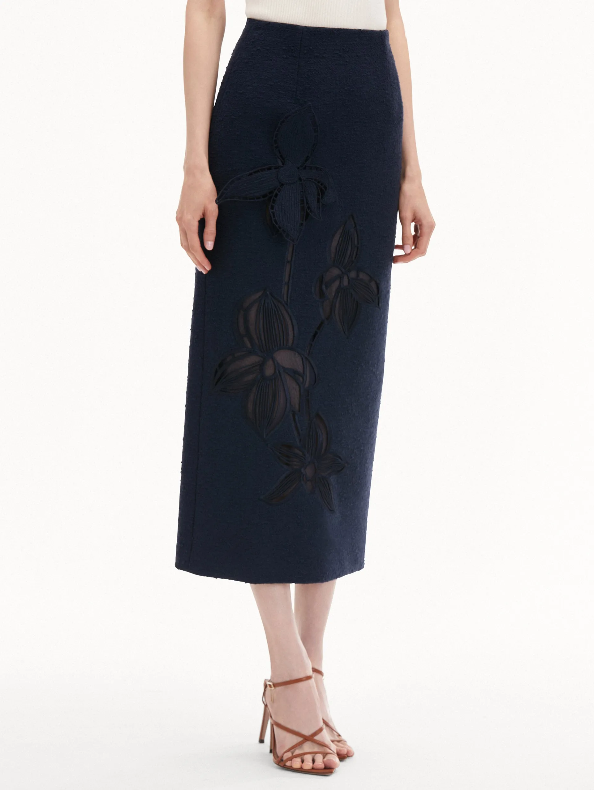 Orchid Embroidered Tweed Skirt sold by Oscar de la Renta product image thumbnail 5