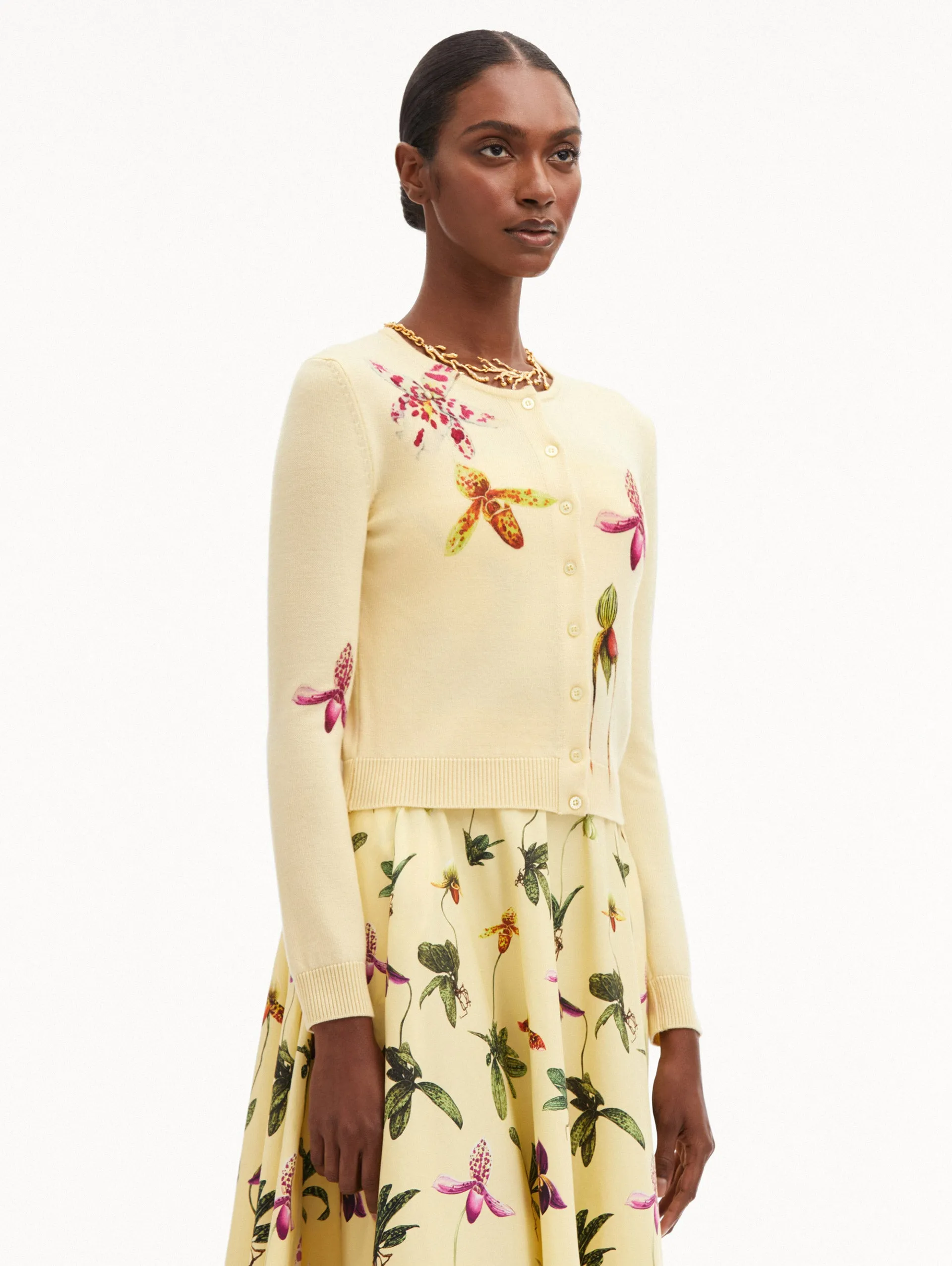 Orchid Printed Cardigan sold by Oscar de la Renta product image thumbnail 5