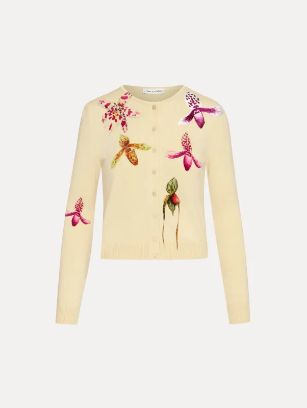 Orchid Printed Cardigan sold by Oscar de la Renta