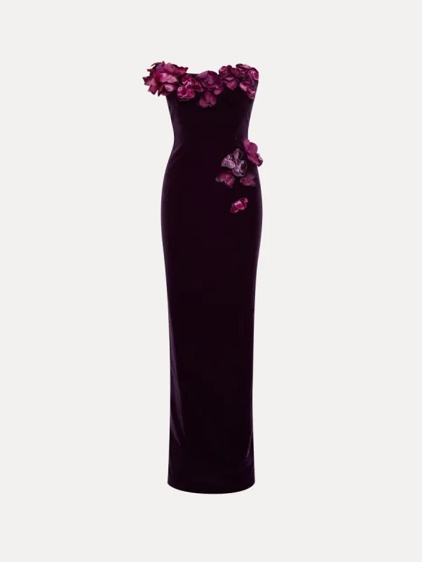Orchid Embroidered Velvet Gown sold by Oscar de la Renta