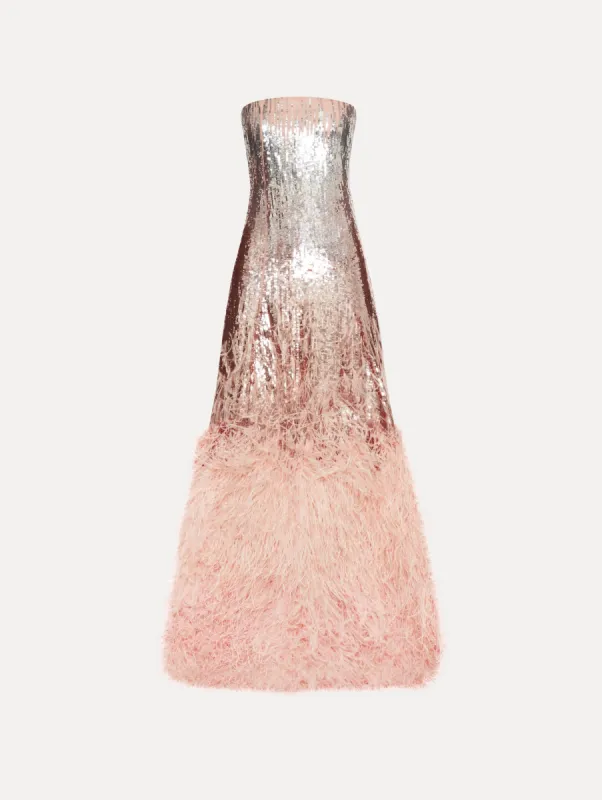 Sequin & Feather Embroidered Gown sold by Oscar de la Renta