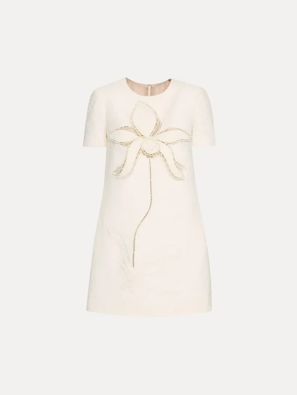 Orchid Embroidered Tweed Shift Dress sold by Oscar de la Renta