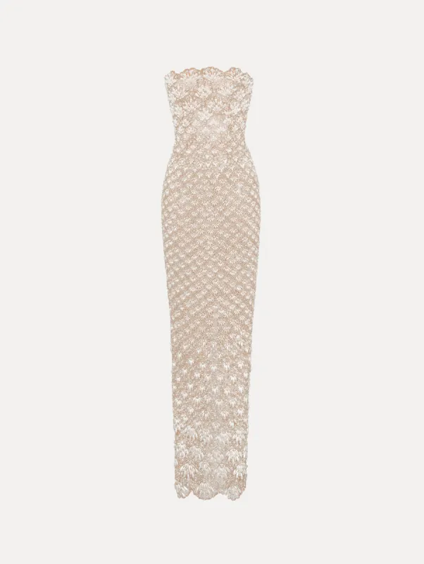 Pearl Embroidered Scallop Gown sold by Oscar de la Renta