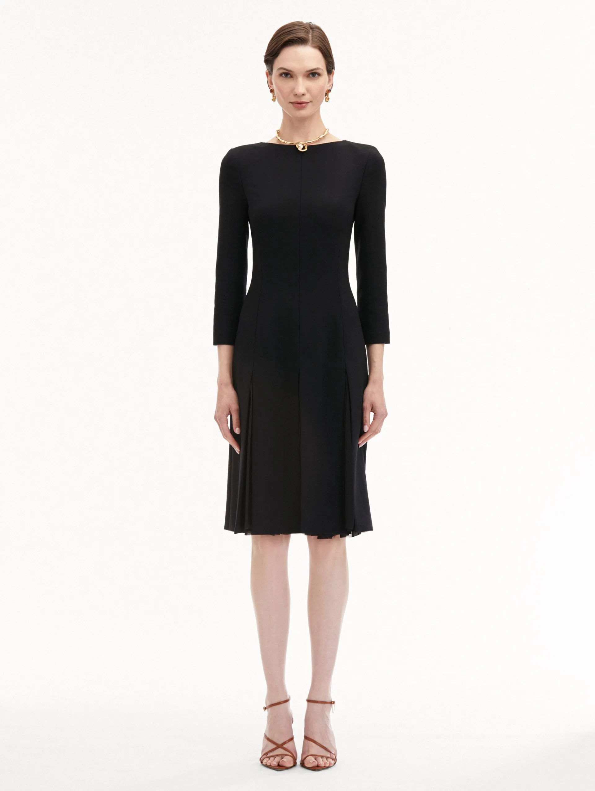 Wool & Chiffon Inset Dress sold by Oscar de la Renta product image thumbnail 2