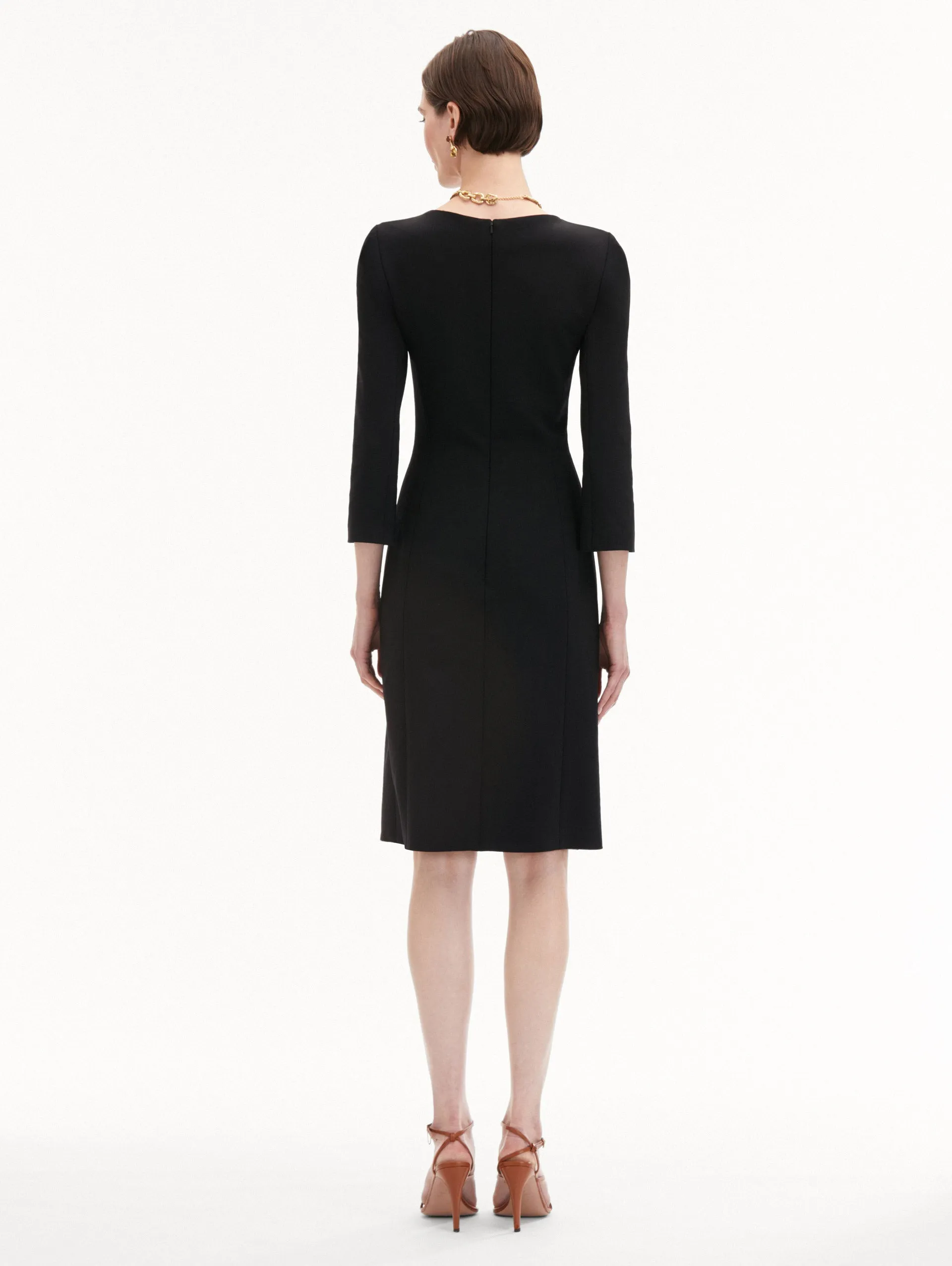 Wool & Chiffon Inset Dress sold by Oscar de la Renta product image thumbnail 3