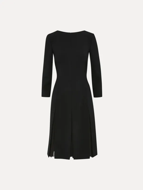 Wool & Chiffon Inset Dress sold by Oscar de la Renta